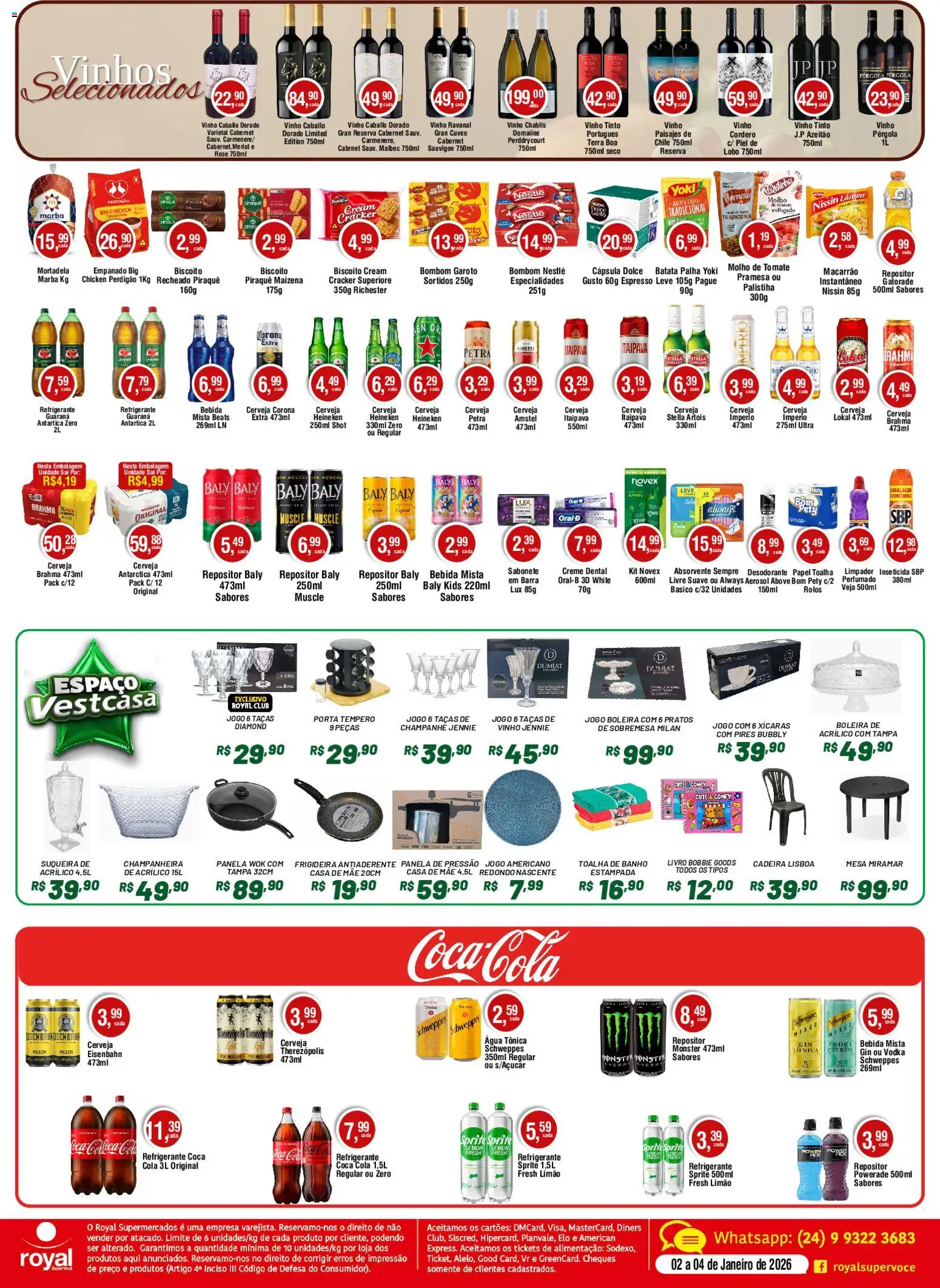 Royal Supermercados Folheto - válido de 02.01.2026 | Página: 2 | Produtos: Frigideira, Toalha de banho, Gin, Jogo americano