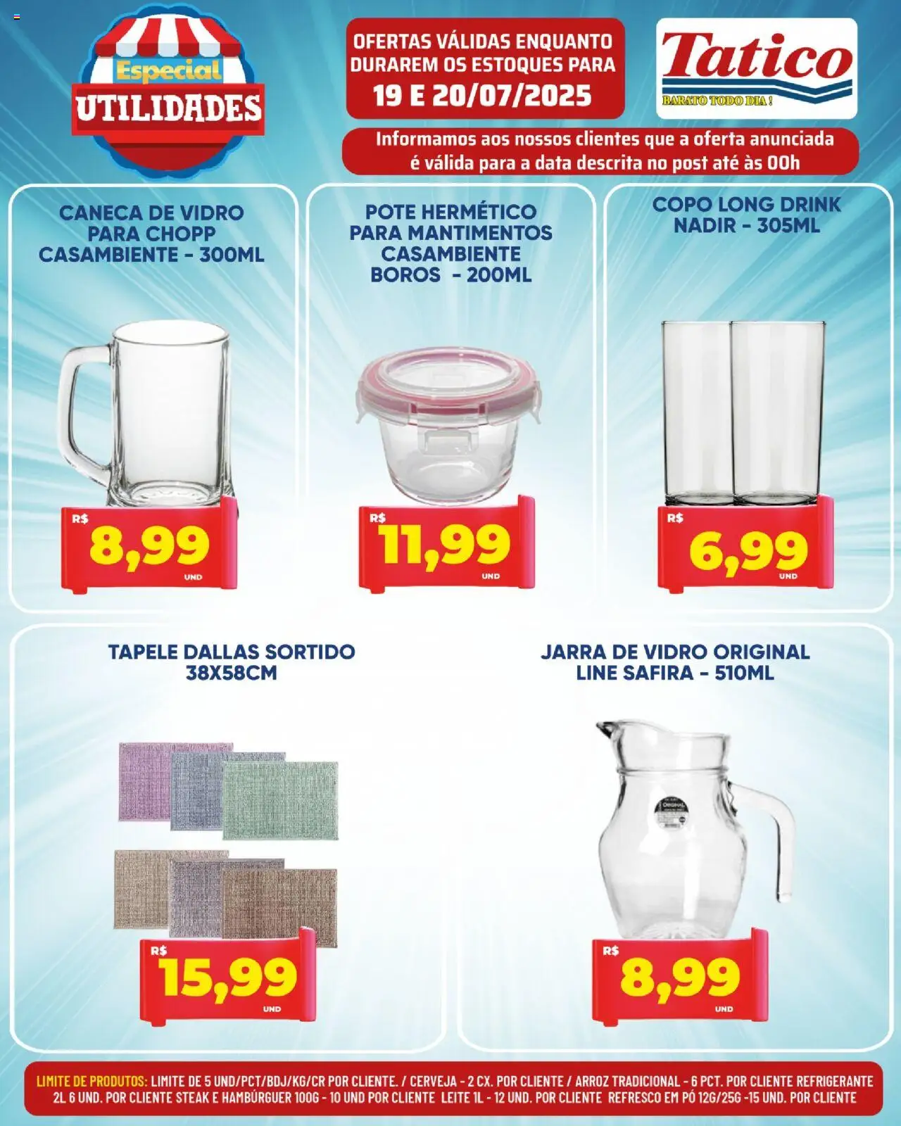 Tatico Folheto - válido de 19.07.2025 | Página: 22 | Produtos: Leite, Cerveja, Arroz, Refrigerante
