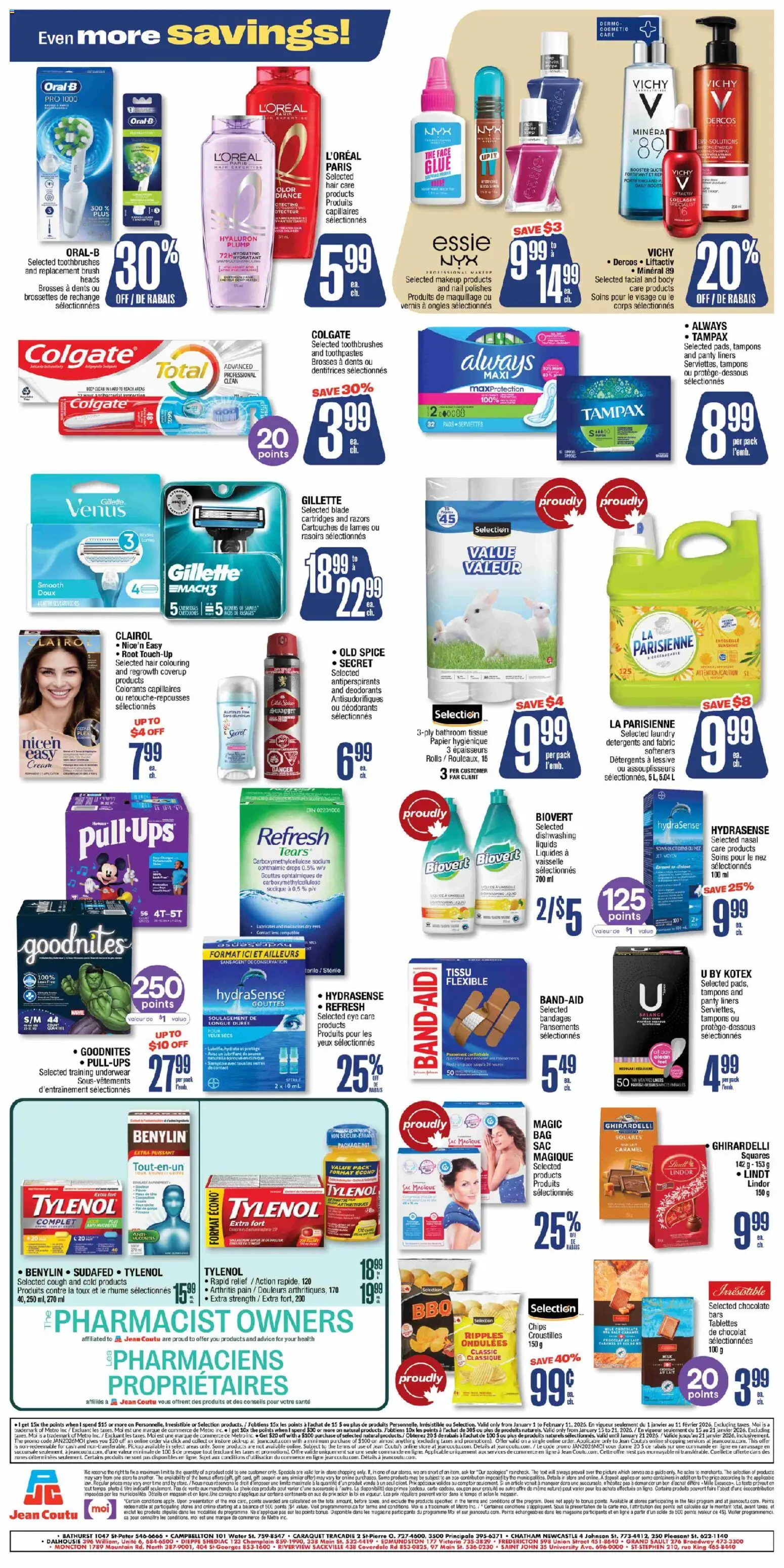 Jean Coutu flyer valid from 15.01.2026 | Page: 2 | Products: Cream, Table, Chocolate, Underwear