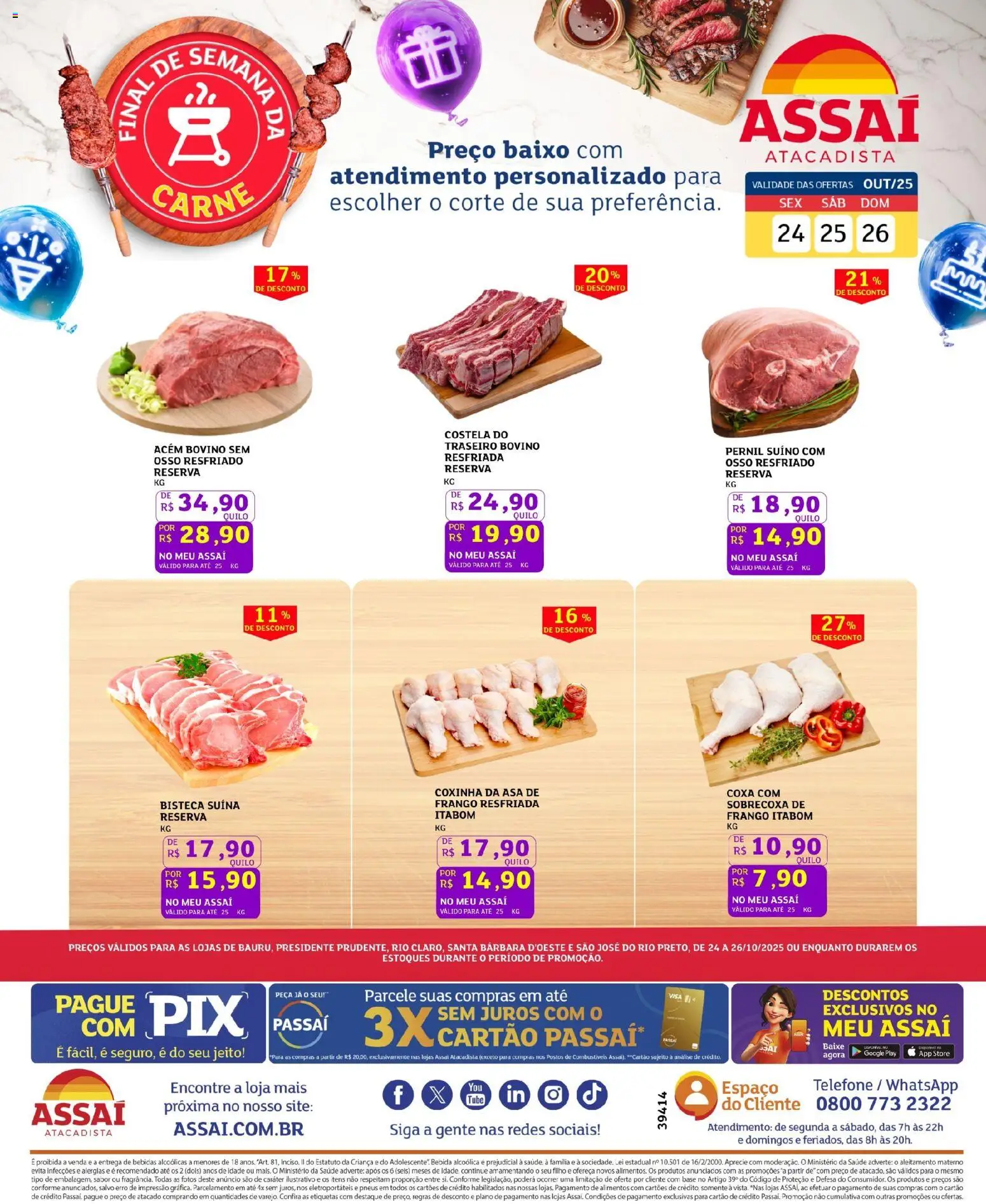 Assaí Atacadista Folheto - válido de 24.10.2025 | Página: 1 | Produtos: Acém, Pernil, Carne, Frango
