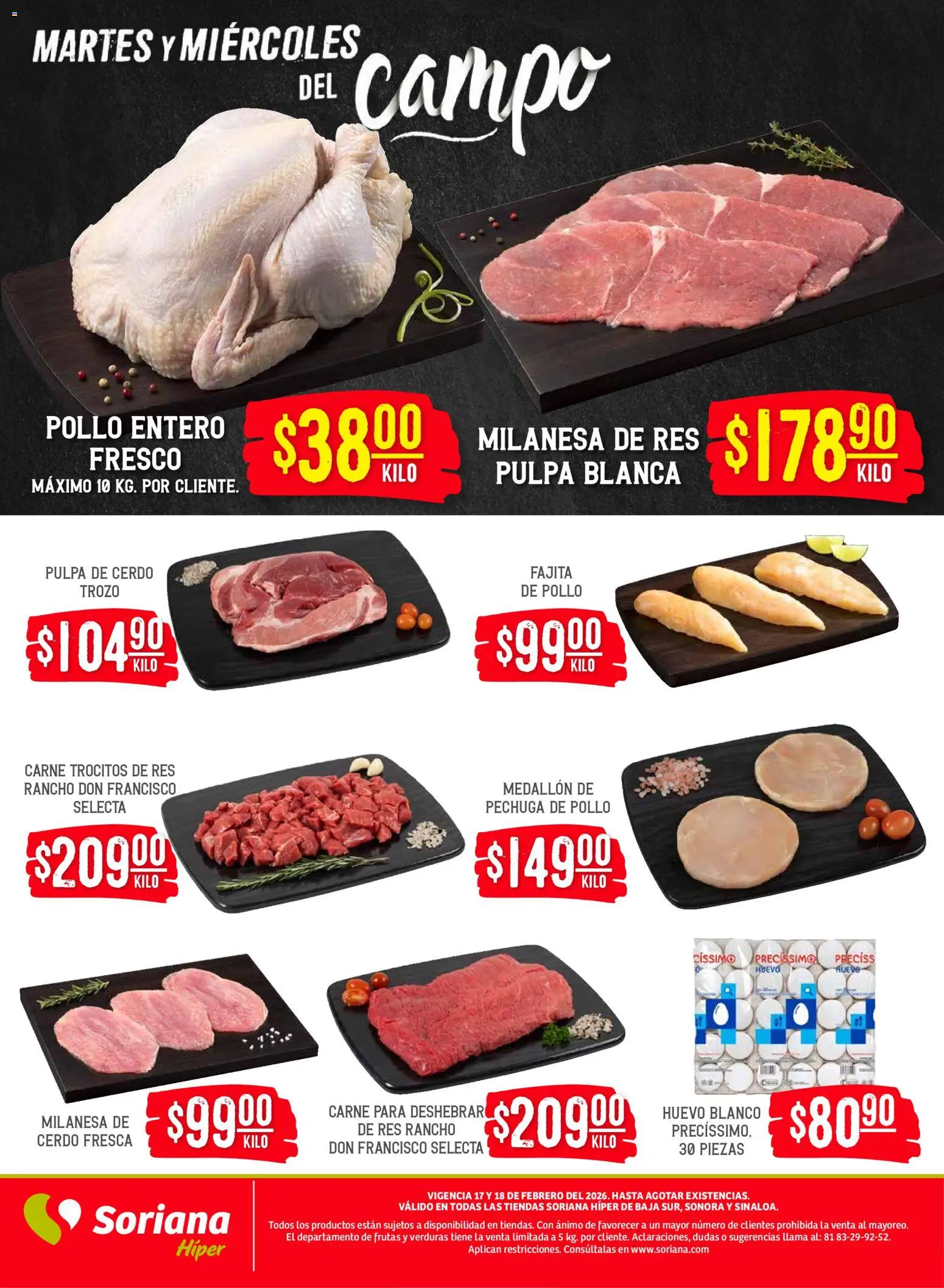 Nuevas ofertas de Soriana válidas en toda la República Mexicana desde el 17.02.2026. ¡Encuentra las mejores ofertas en Soriana - Martes y Miércoles del Campo Híper: BCS, Son y Sin! | Página: 4