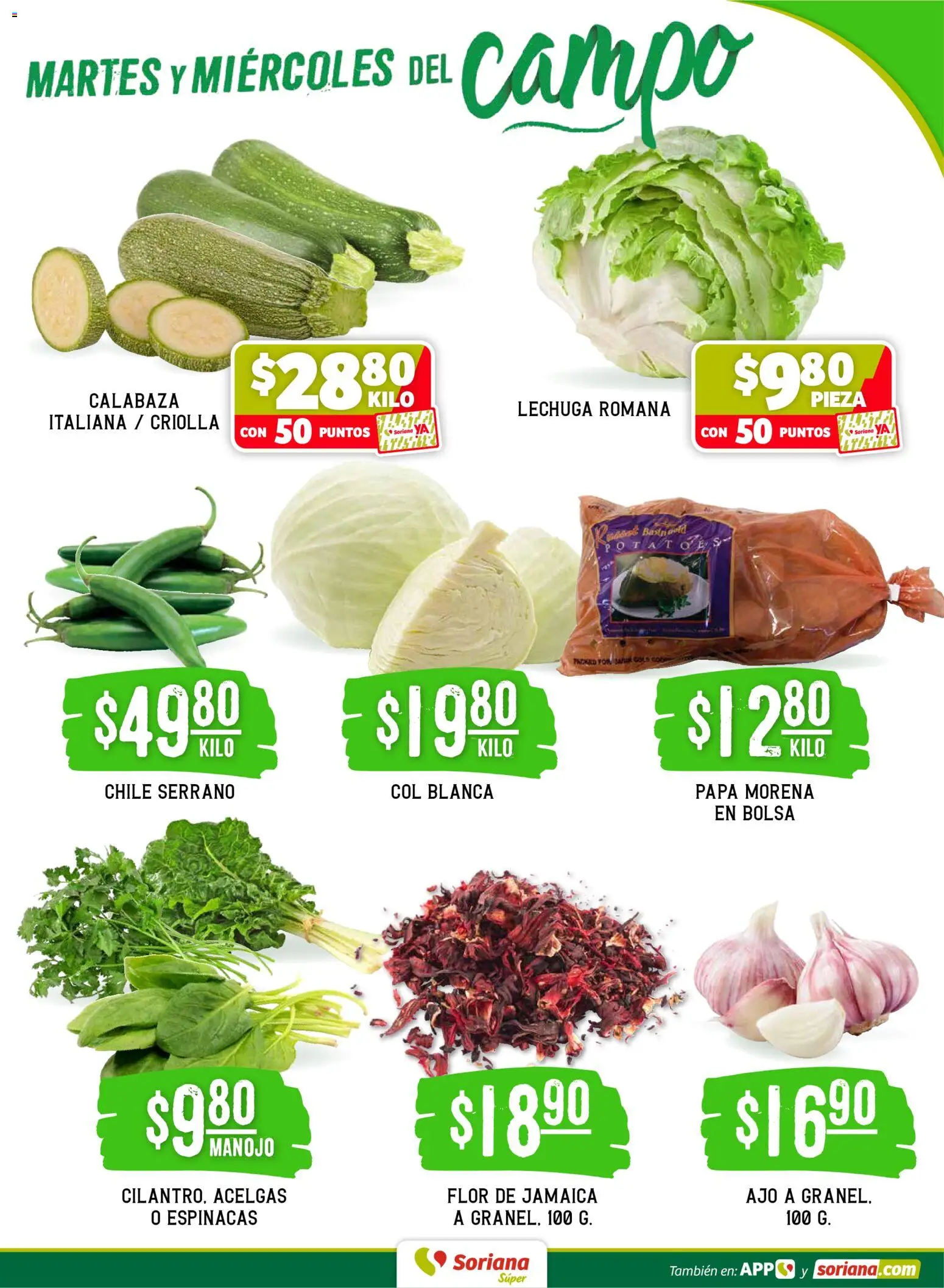 Nuevas ofertas de Soriana válidas en toda la República Mexicana desde el 17.03.2026. ¡Encuentra las mejores ofertas en Soriana Martes y Miércoles del Campo Súper: Juárez! | Página: 3 | Productos: Papa, Bolsa, Col, Lechuga