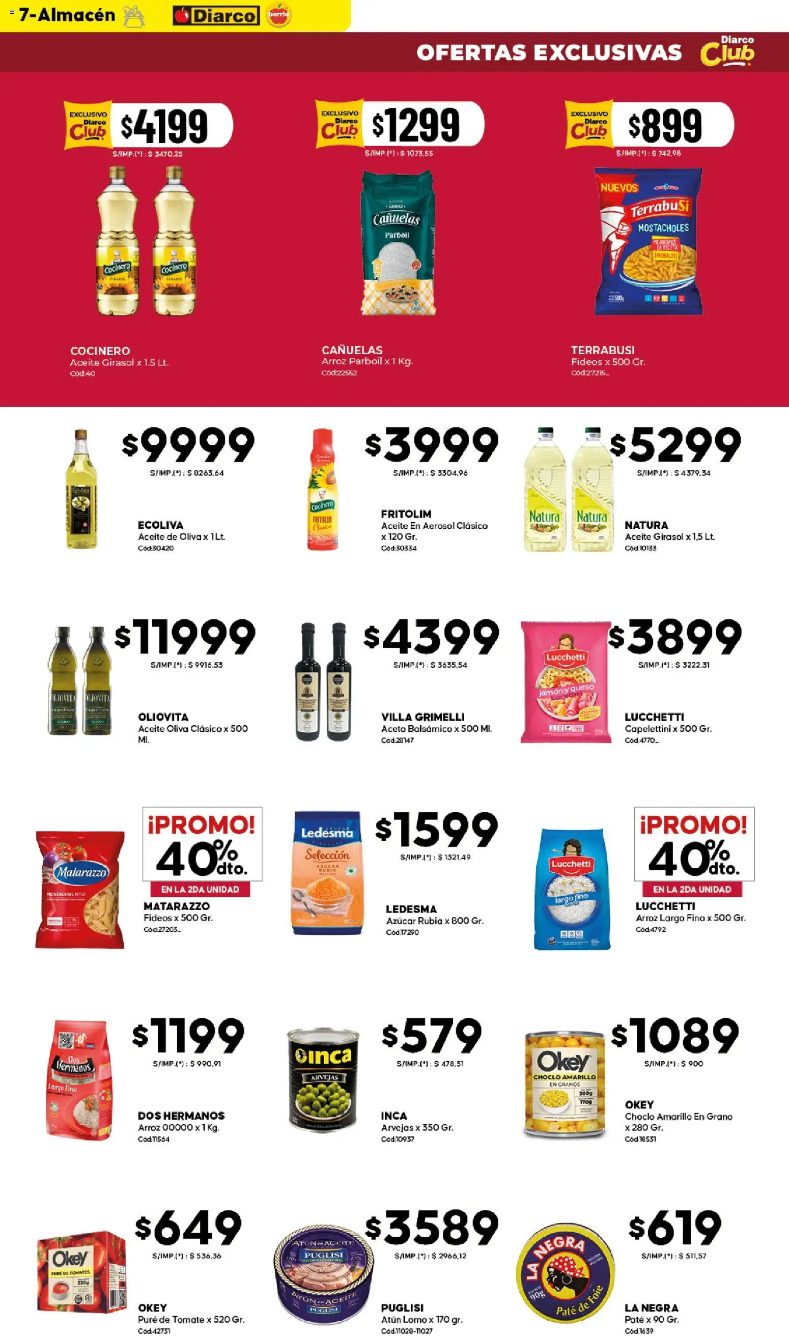 Diarco ofertas - BARRIO │ válido desde el 12.01.2026 | Página: 7 | Productos: Azucar, Aceto, Arvejas, Oliva