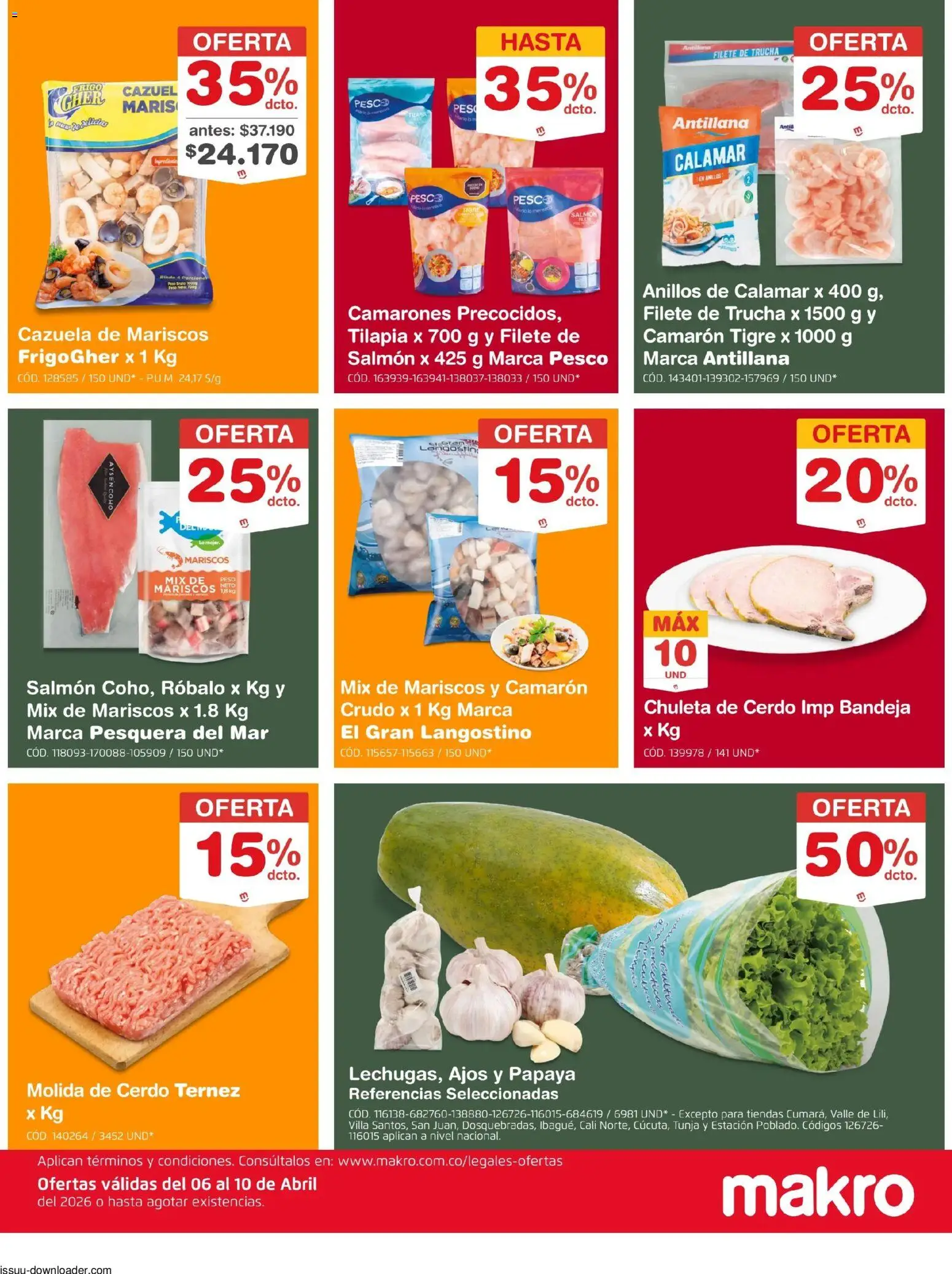 Makro revista - valida desde el 06.04.2026 | Página: 2 | Productos: Cerdo, Bandeja, Mariscos, Papaya