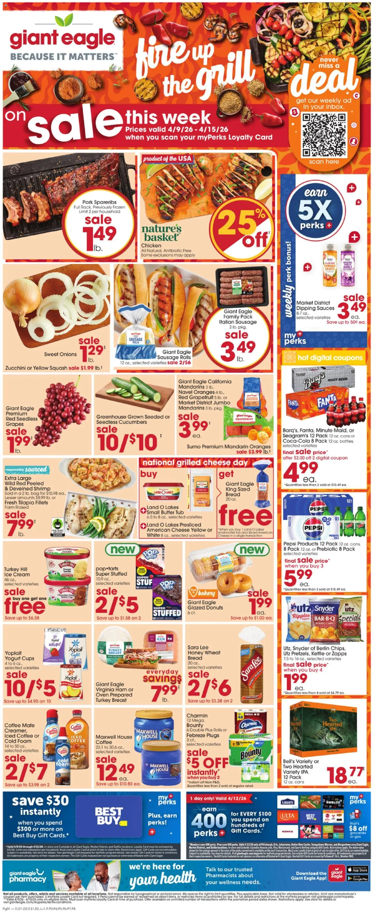 Giant Eagle Weekly Ad - valid from 09.04.2026 | Page: 1 | Products: Chocolate, Pork, Ice cream, Sauce
