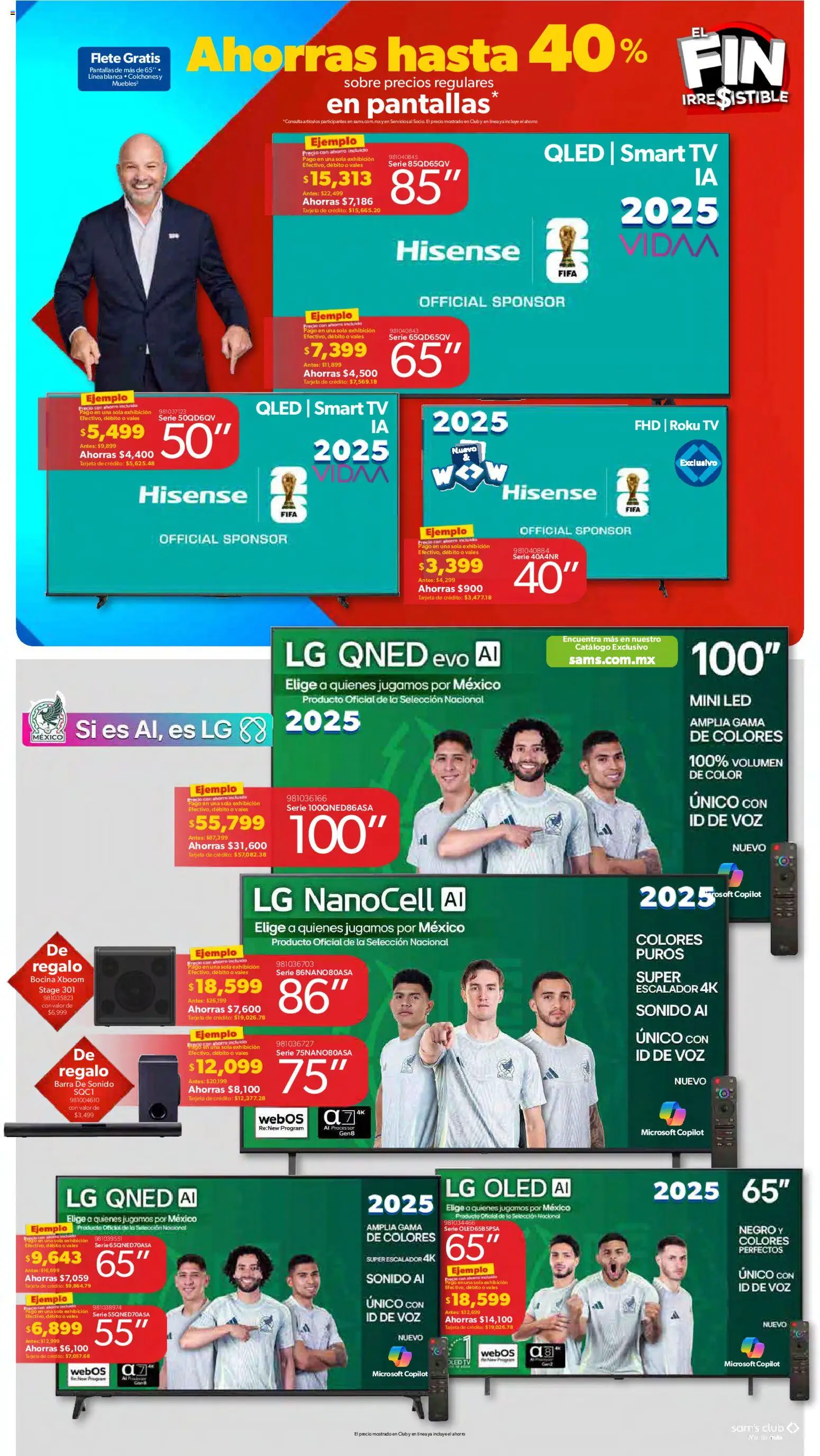Nuevas ofertas de Sam's Club válidas en toda la República Mexicana desde el 13.11.2025. ¡Encuentra las mejores ofertas en Sam's Club Buen Fin ! | Página: 7 | Productos: Pantallas, Bocina, Barra, Sobre