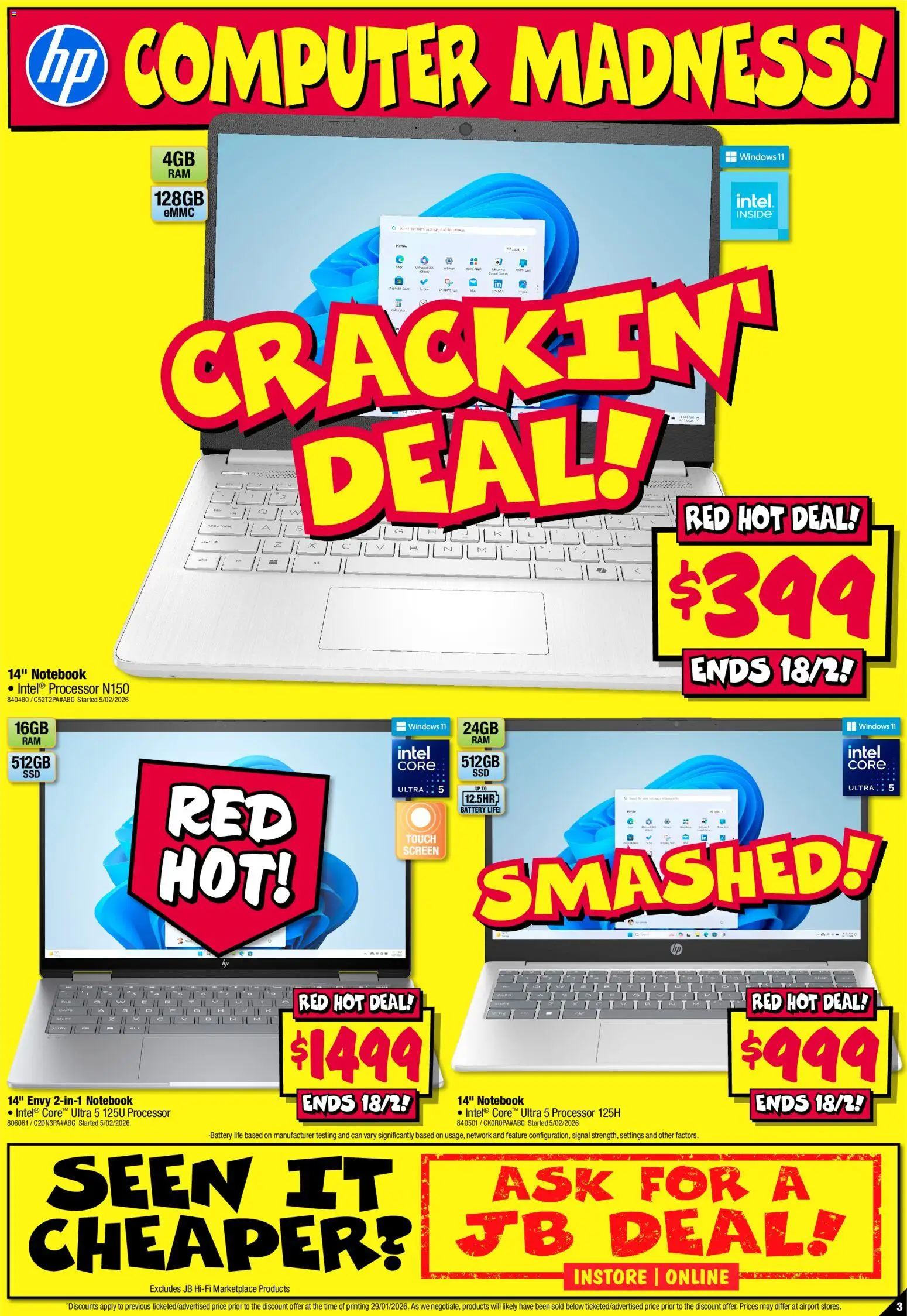 JB Hi-Fi catalogue - valid from 12.02.2026 | Page: 3 | Products: Battery, Notebook, Computer, Screen