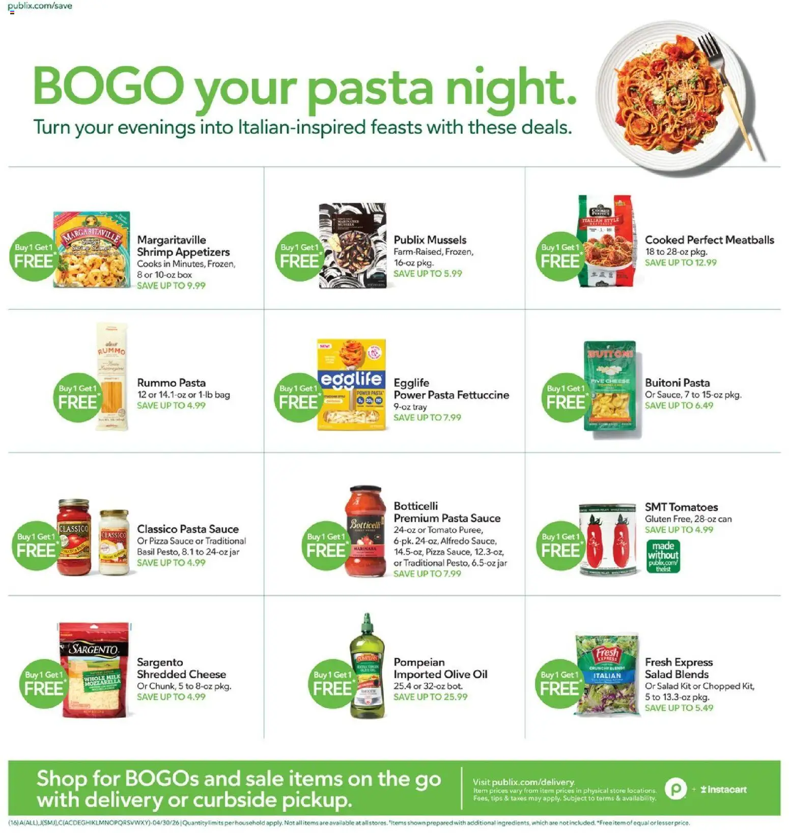 Publix Weekly Ad - valid from 29.04.2026 | Page: 16 | Products: Pizza, Tomatoes, Pasta, Bag