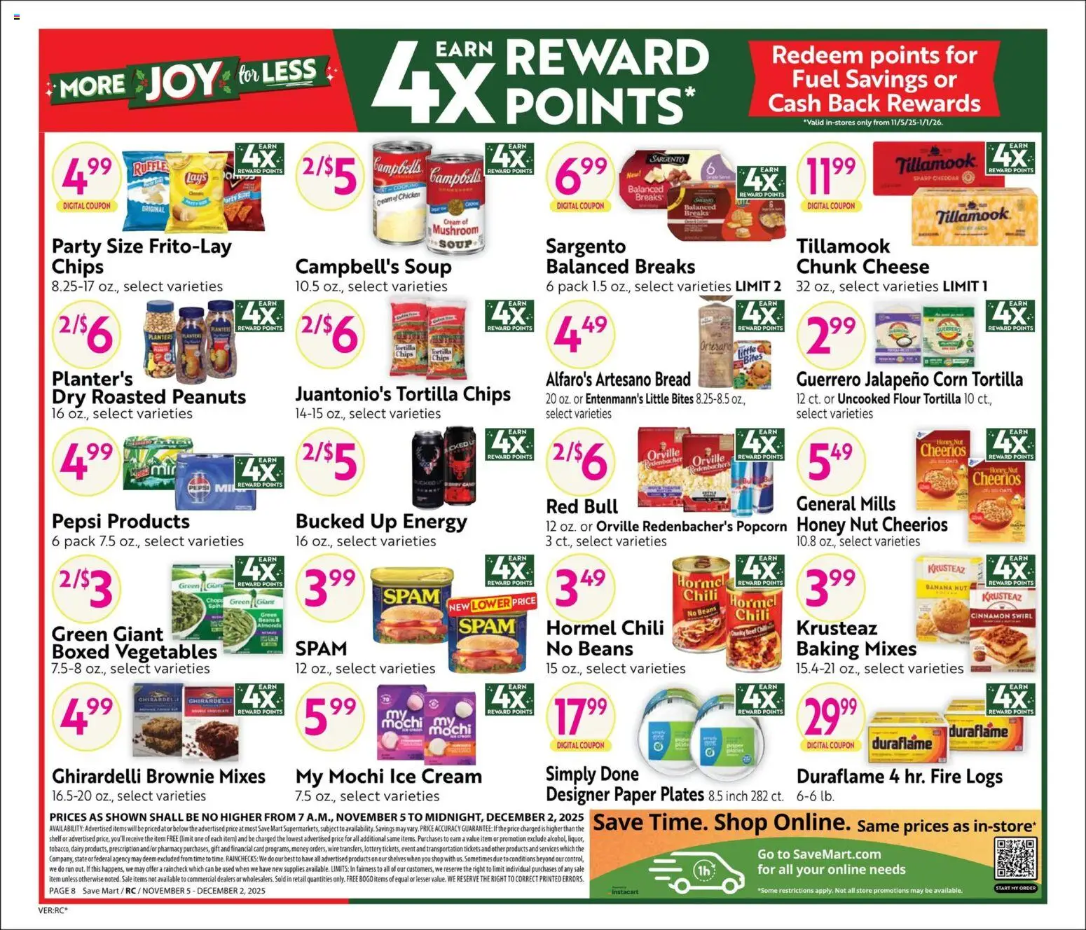 Save Mart Big Book of Savings - valid from 05.11.2025 | Page: 8 | Products: Cheese, Bread, Ice cream, Vegetables