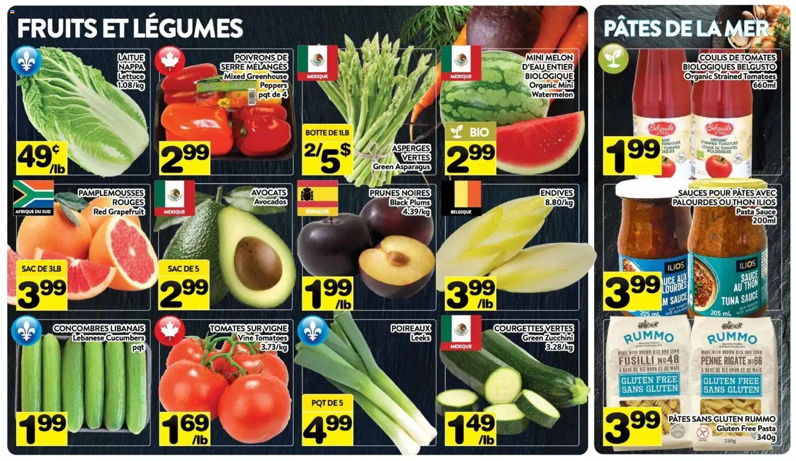Pa Supermarché flyer valid from 03.11.2025 | Page: 2 | Products: Rice, Pasta, Cucumbers, Tomatoes