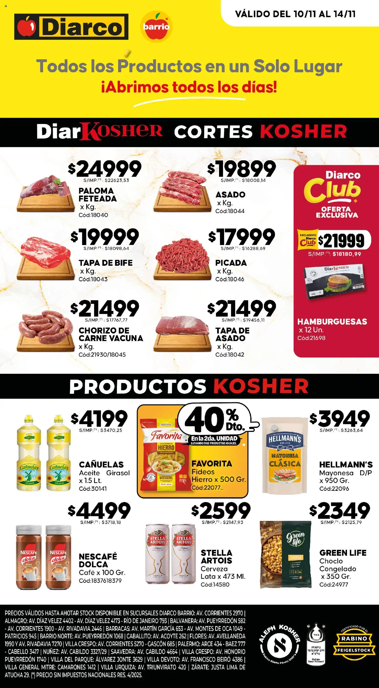 Diarco - Ofertas Kosher │ válido desde el 10.11.2025 | Página: 1 | Productos: Aceite, General, Chorizo, Cerveza