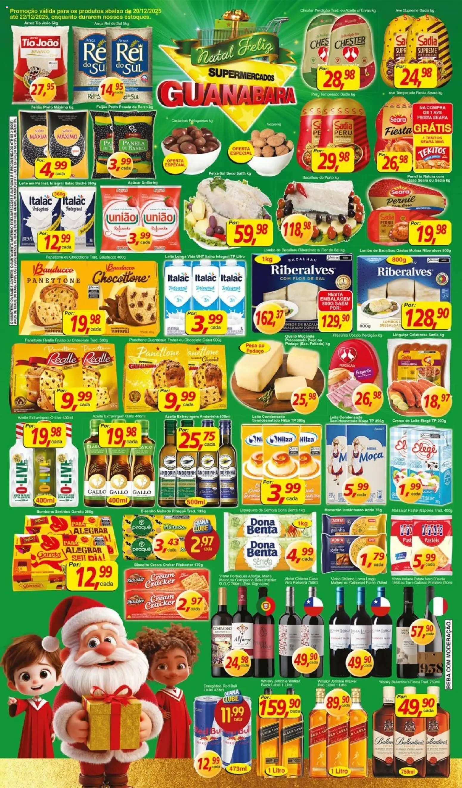 Supermercados Guanabara Folheto - válido de 20.12.2025 | Página: 1 | Produtos: Panettone, Vinho, Leite condensado, Leite em pó