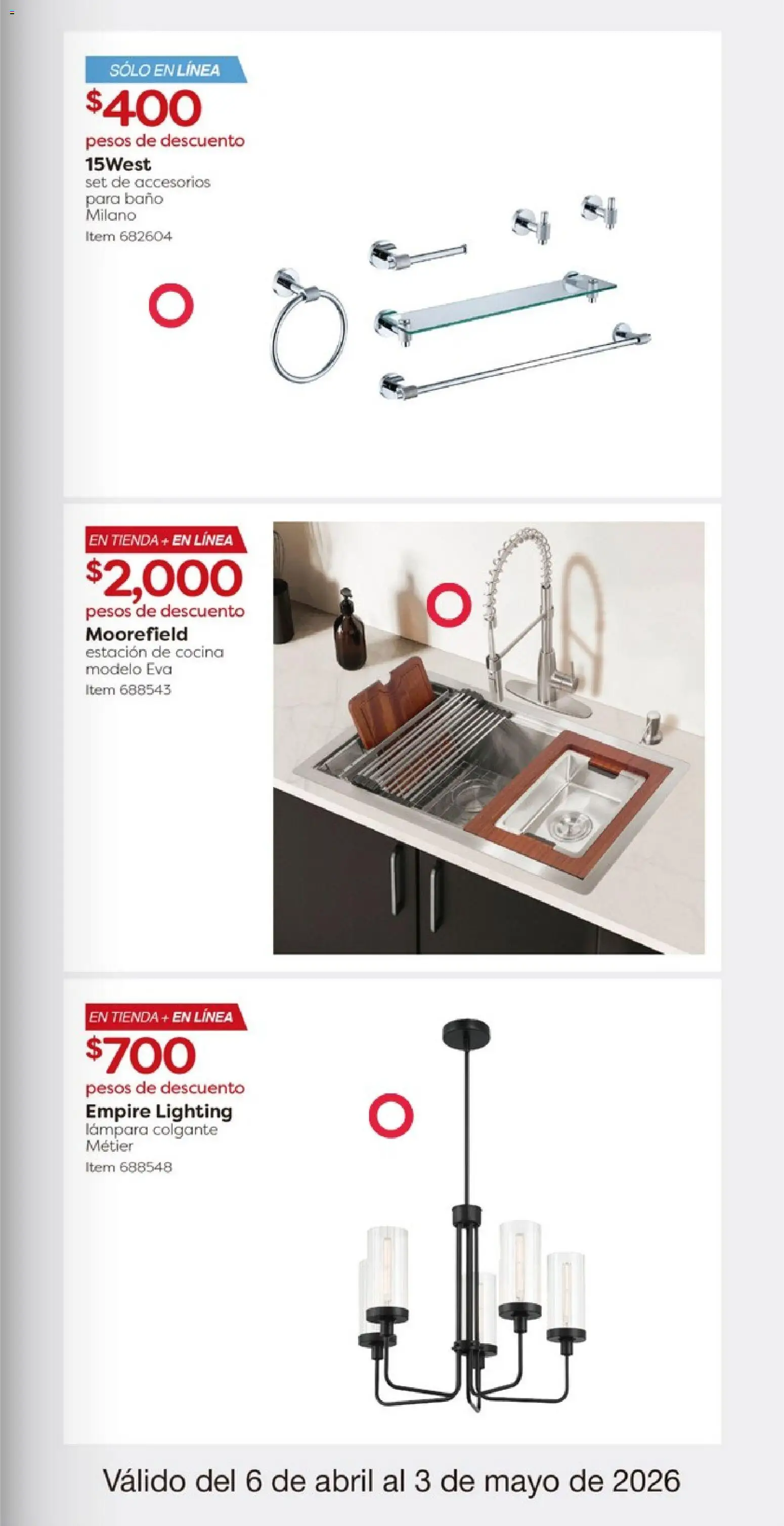 Nuevas ofertas de Costco válidas en toda la República Mexicana desde el 06.04.2026. ¡Encuentra las mejores ofertas en Costco catálogo! | Página: 21 | Productos: Cocina, Baño, Lámpara