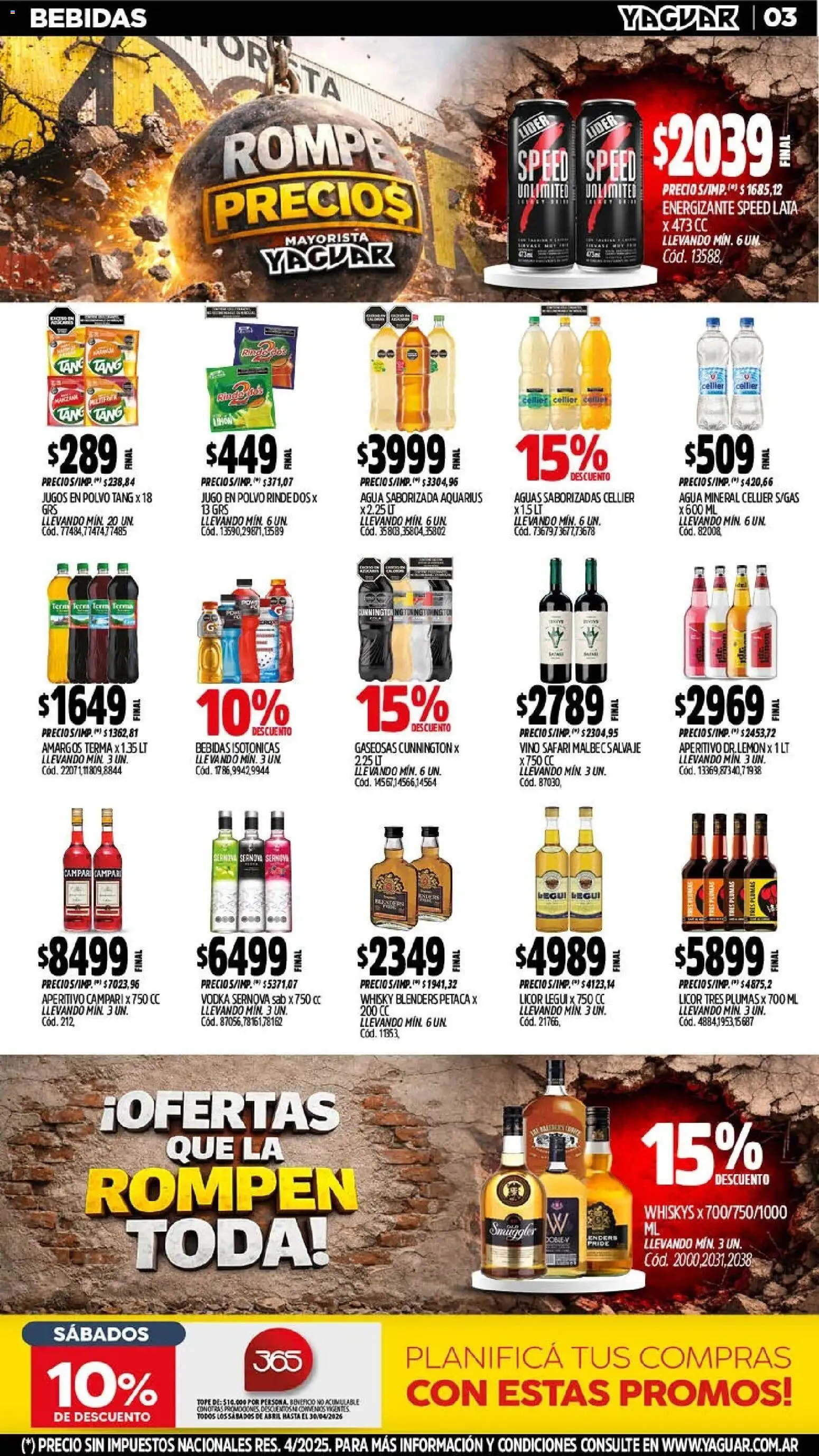 Yaguar - Oferta Semanal Mendoza │ válido desde el 13.04.2026 | Página: 3 | Productos: Vodka, Whisky, Polvo, Agua