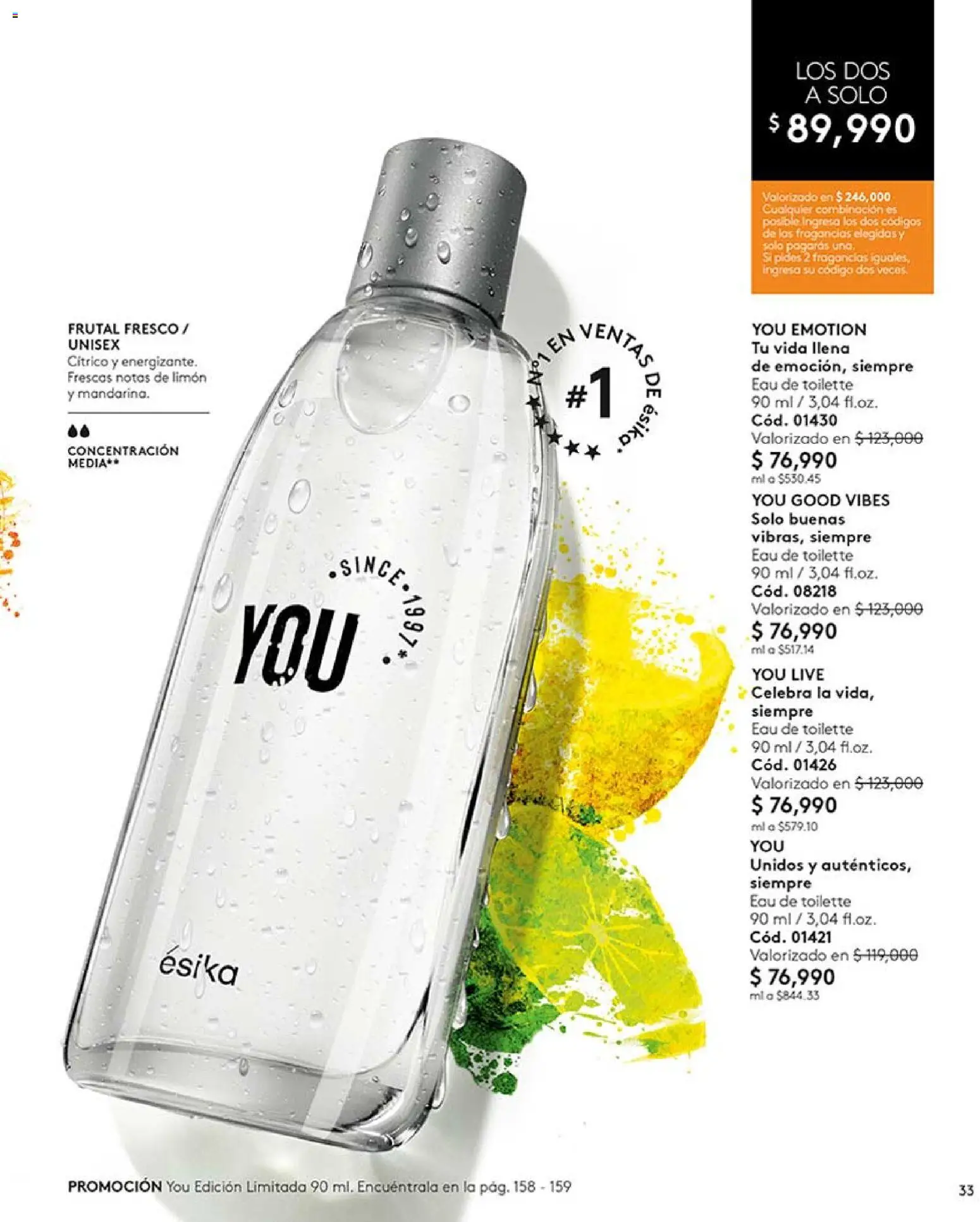 Ésika revista - valida desde el 24.04.2026 | Página: 33 | Productos: Limón, Eau de toilette, Combinación