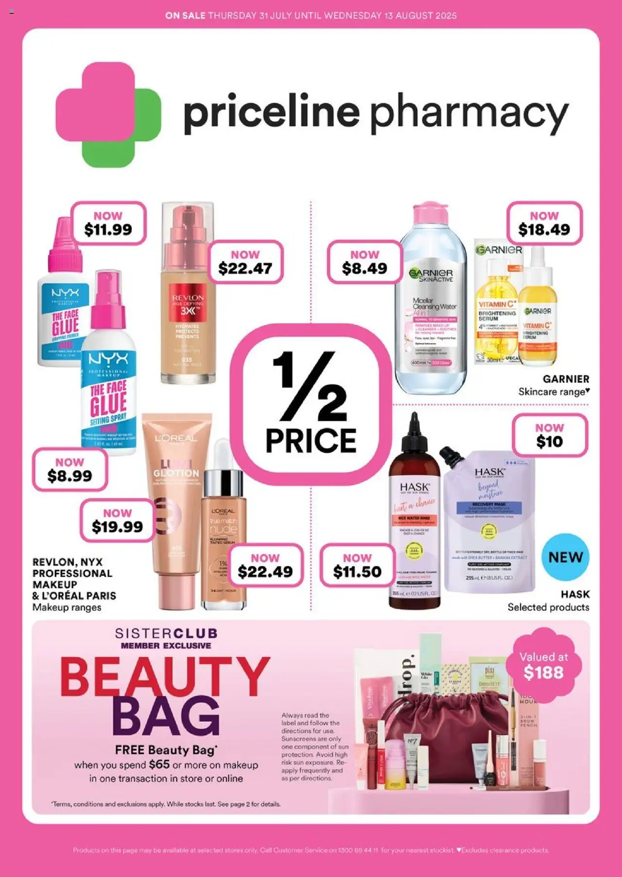 Priceline Pharmacy catalogue - valid from 31.07.2025 | Page: 1 | Products: Makeup, Glue, Bag, Vitamin