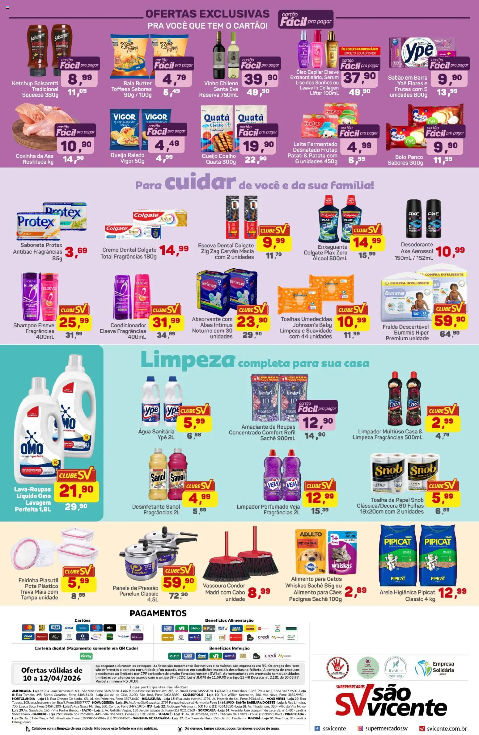 Supermercados São Vicente Folheto - válido de 10.04.2026 | Página: 4 | Produtos: Limpador multiuso, Panela, Bala, Amaciante