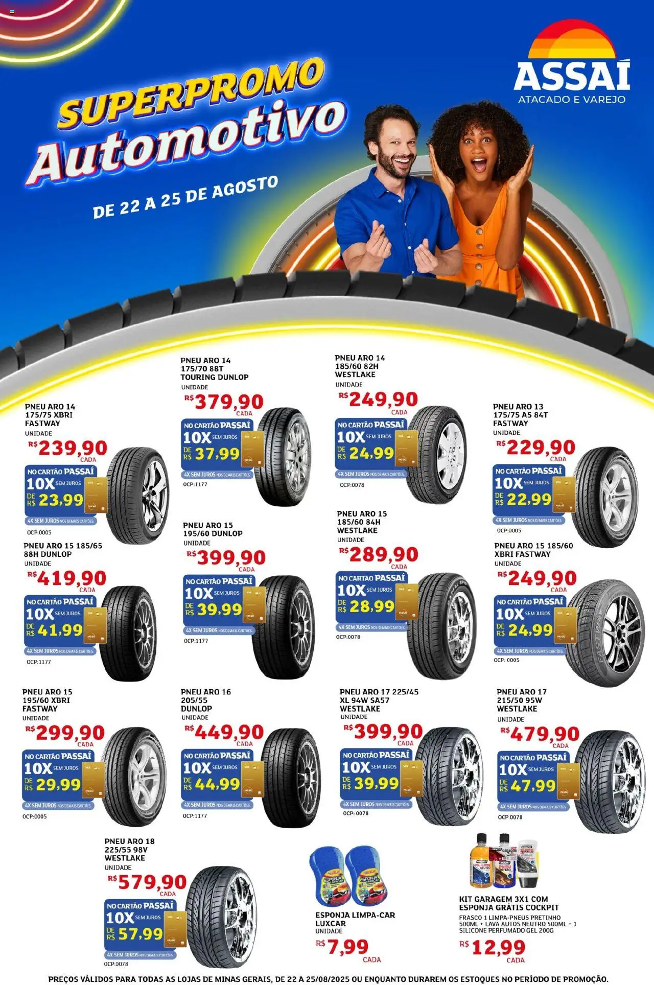 Assaí Atacadista Folheto - válido de 22.08.2025 | Página: 1 | Produtos: Pneu, Esponja