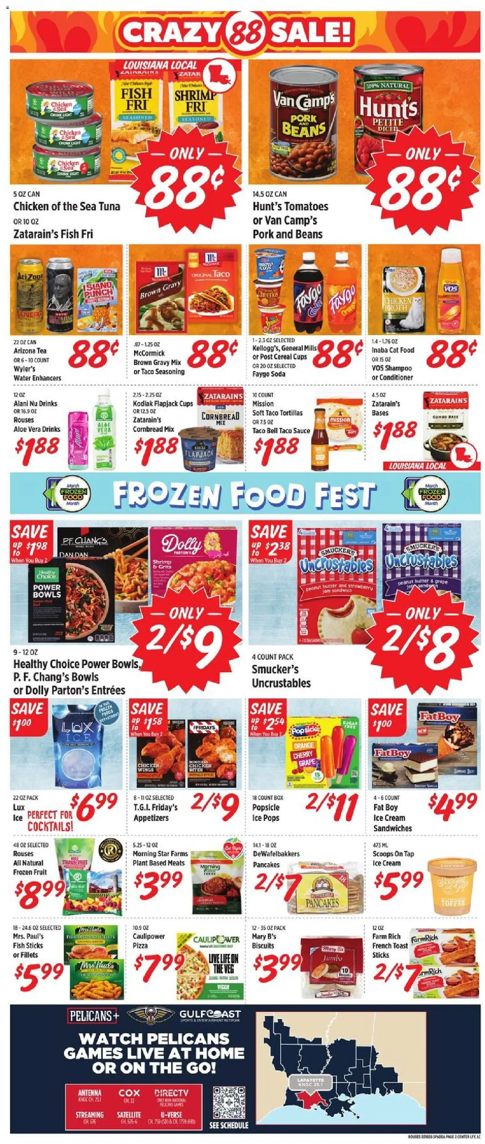Rouses Weekly Ad - valid from 18.03.2026 | Page: 4 | Products: Cat Food, Butter, Pork, Tea