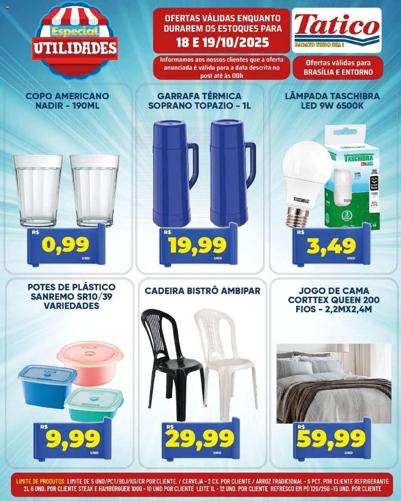 Tatico Folheto - válido de 18.10.2025 | Página: 19 | Produtos: Lâmpada, Garrafa térmica, Arroz, Potes