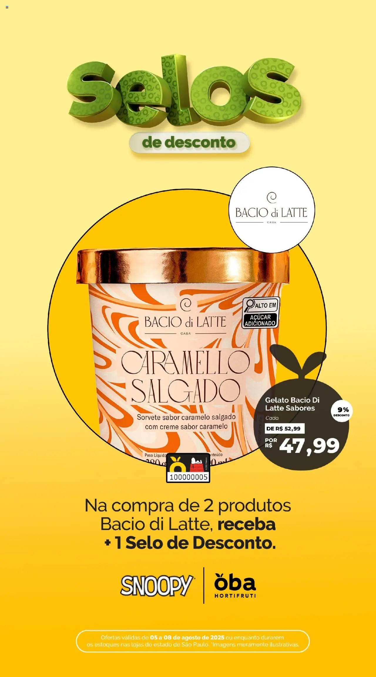 Oba Hortifruti Folheto - válido de 05.08.2025 | Página: 4 | Produtos: Sorvete, Açúcar