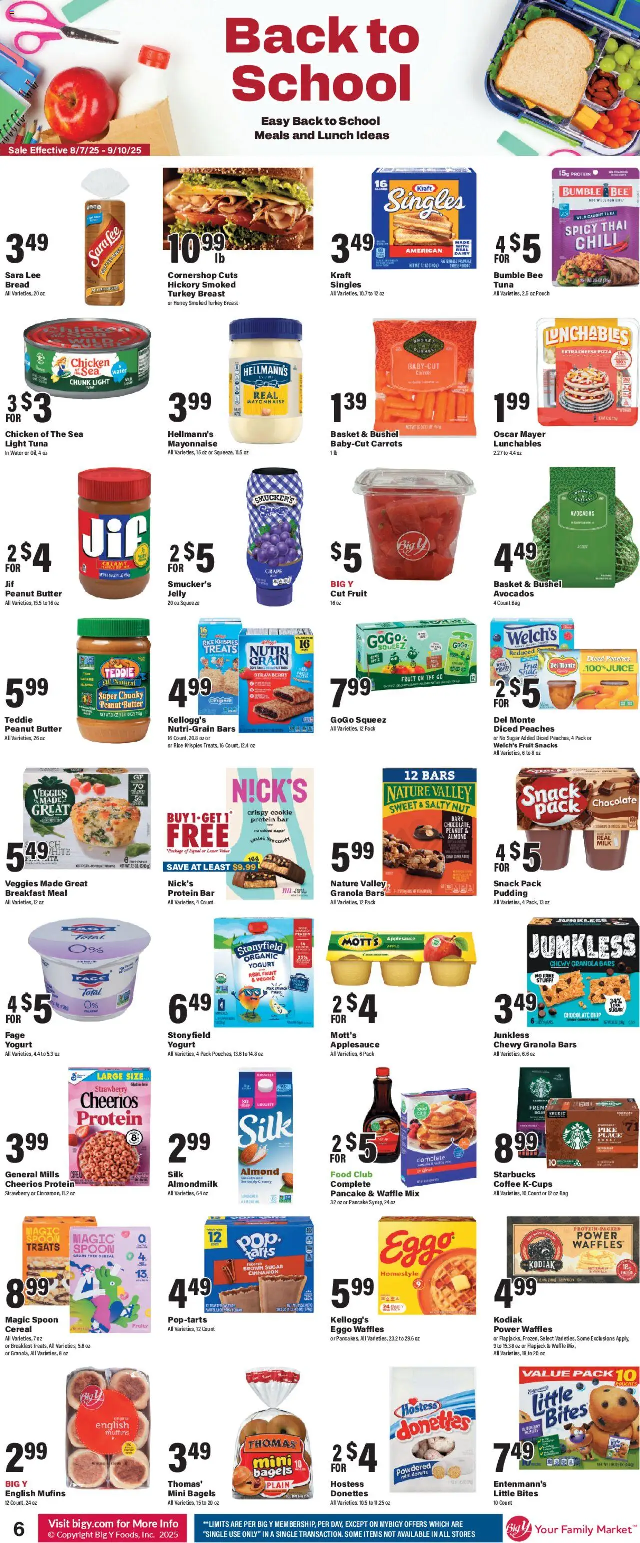Big Y Weekly Ad - valid from 07.08.2025 | Page: 10 | Products: Peaches, Milk, Butter, Chocolate