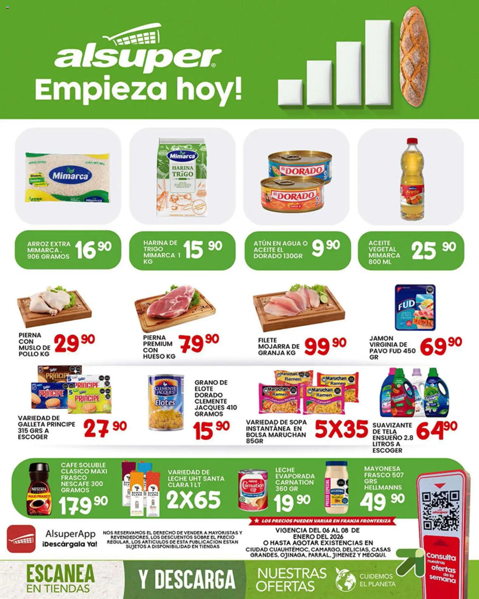 Nuevas ofertas de Alsuper válidas en toda la República Mexicana desde el 06.01.2026. ¡Encuentra las mejores ofertas en Alsuper folleto Chihuahua Estado! | Página: 1 | Productos: Atún, Sopa, Arroz, Suavizante