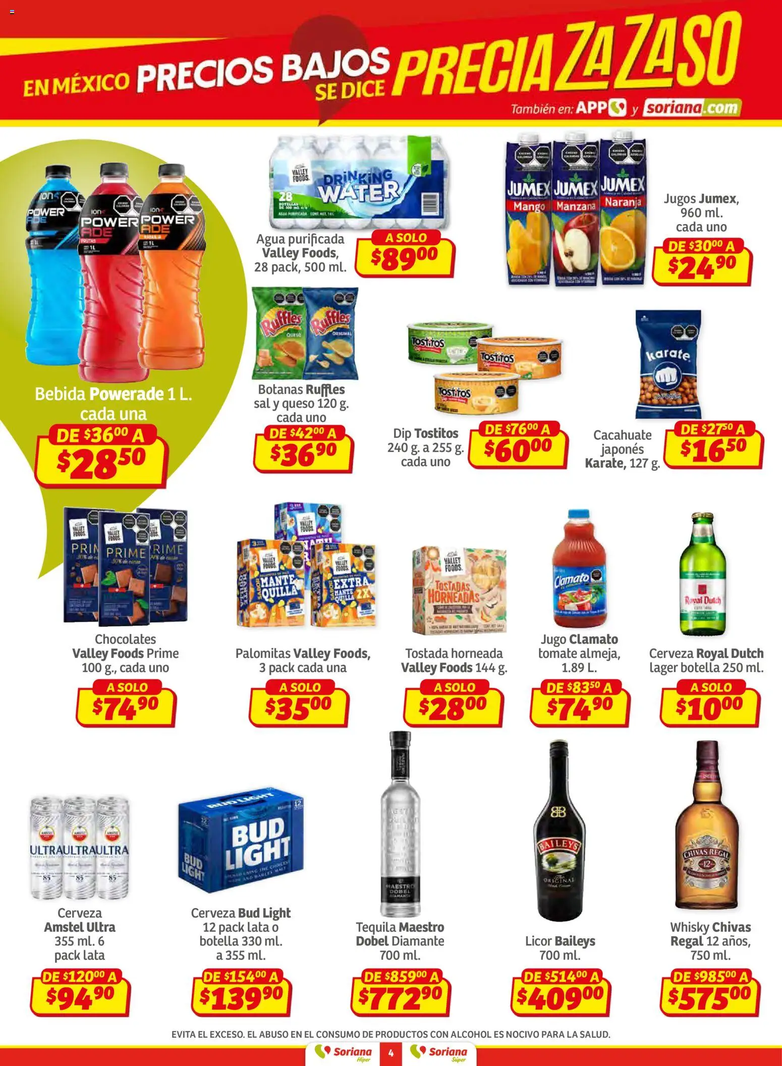 Nuevas ofertas de Soriana válidas en toda la República Mexicana desde el 27.02.2026. ¡Encuentra las mejores ofertas en Soriana Preciazazaso Híper: Coah, Tamaulipas! | Página: 4 | Productos: Sal, Cacahuate, Tomate, Cerveza