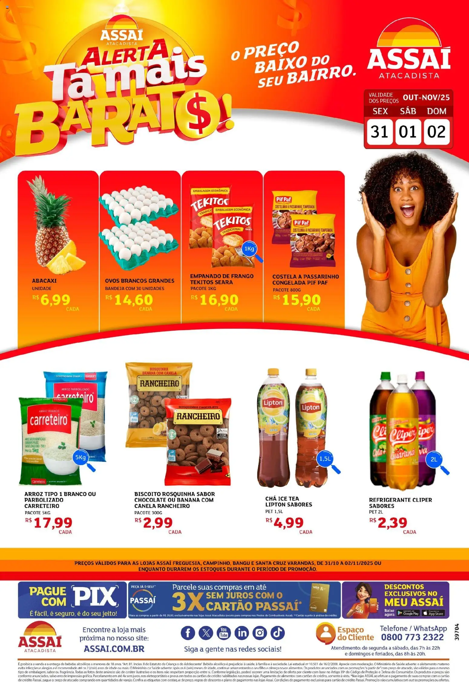Assaí Atacadista Folheto - válido de 31.10.2025 | Página: 1 | Produtos: Ice tea, Pneus, Chá, Rosquinha