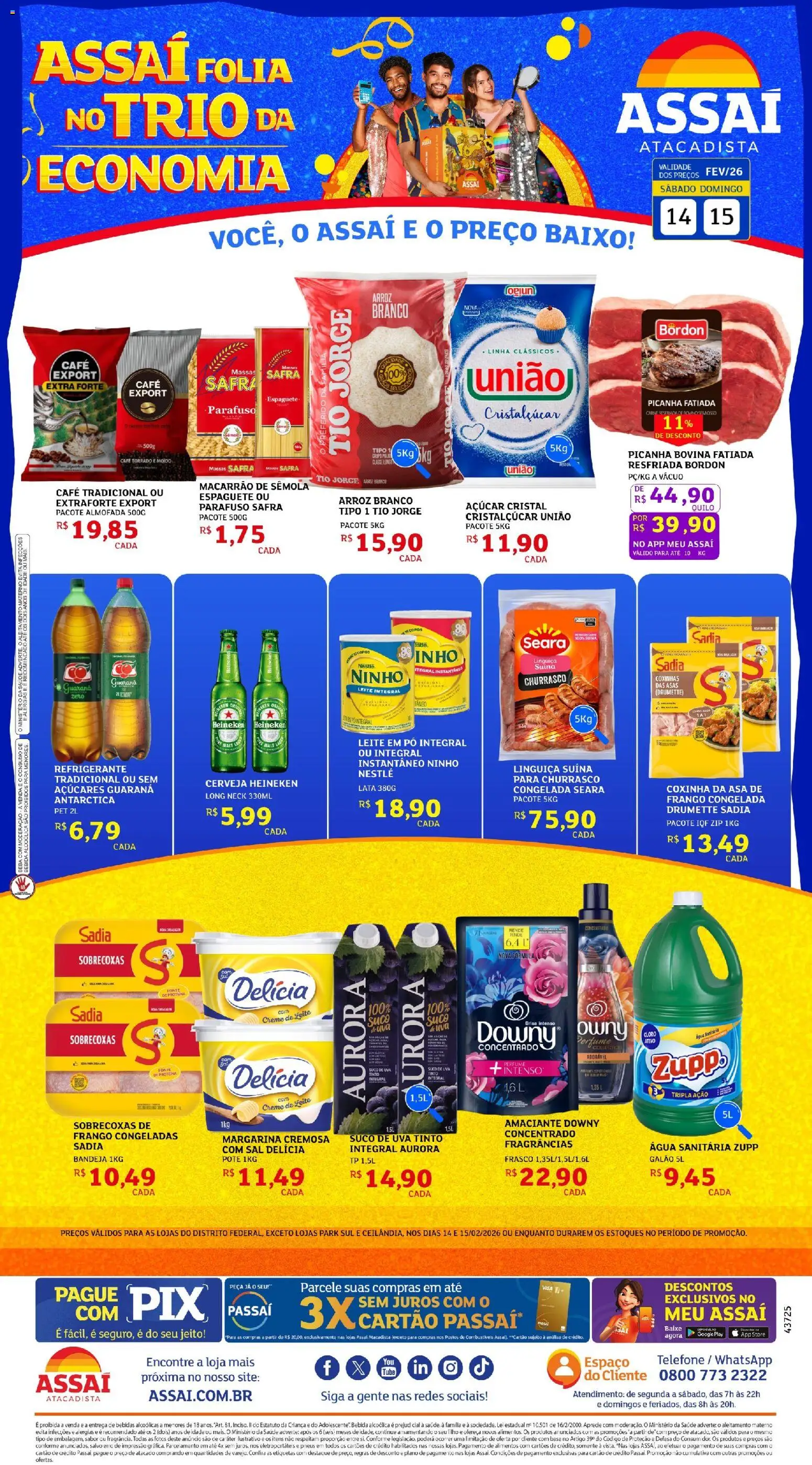 Assaí Atacadista Folheto - válido de 14.02.2026 | Página: 1 | Produtos: Café, Suco, Base, Sal