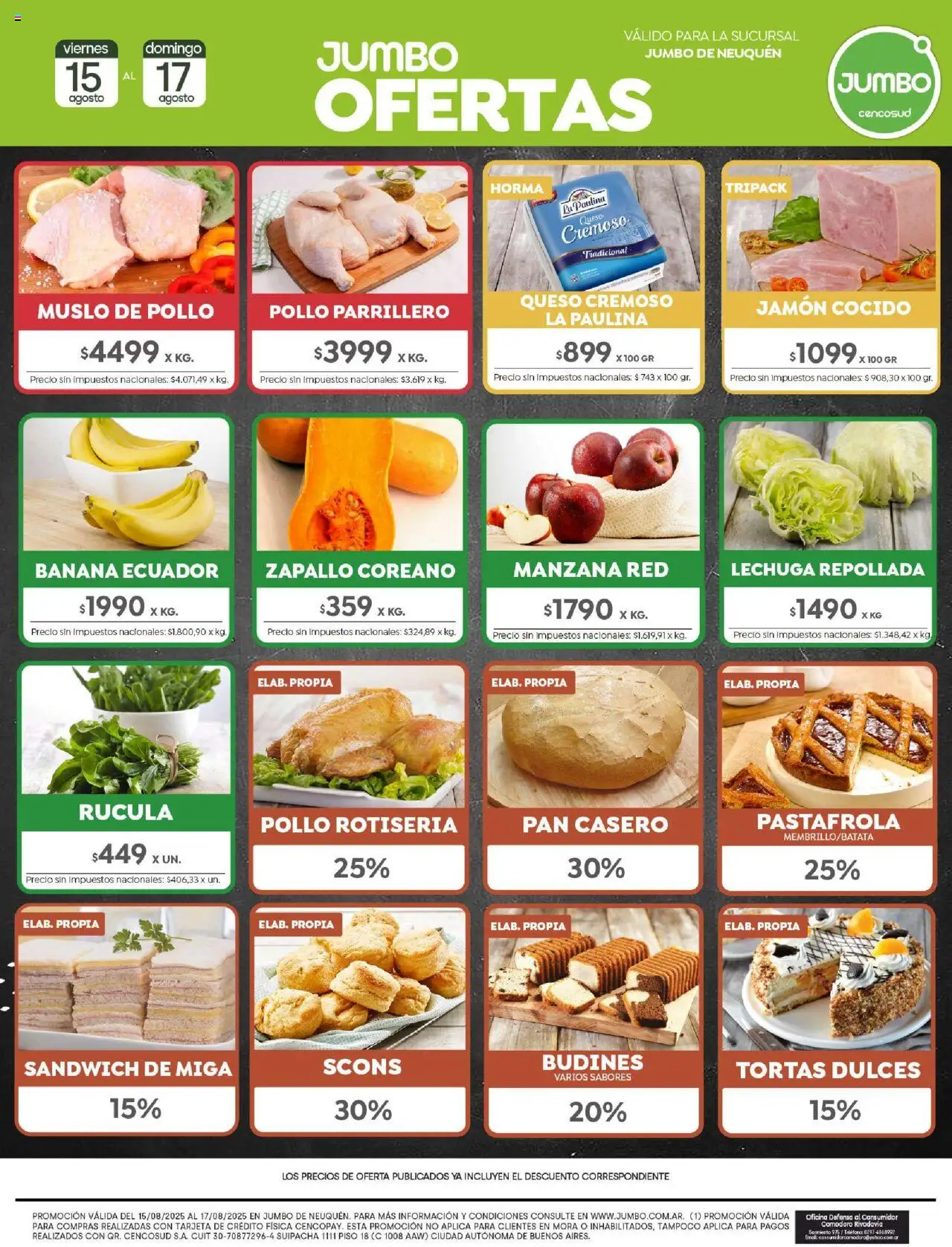 Jumbo - Ofertas | Neuquén │ válido desde el 15.08.2025 | Página: 7 | Productos: Jamón cocido, Rúcula, Lechuga, Pan