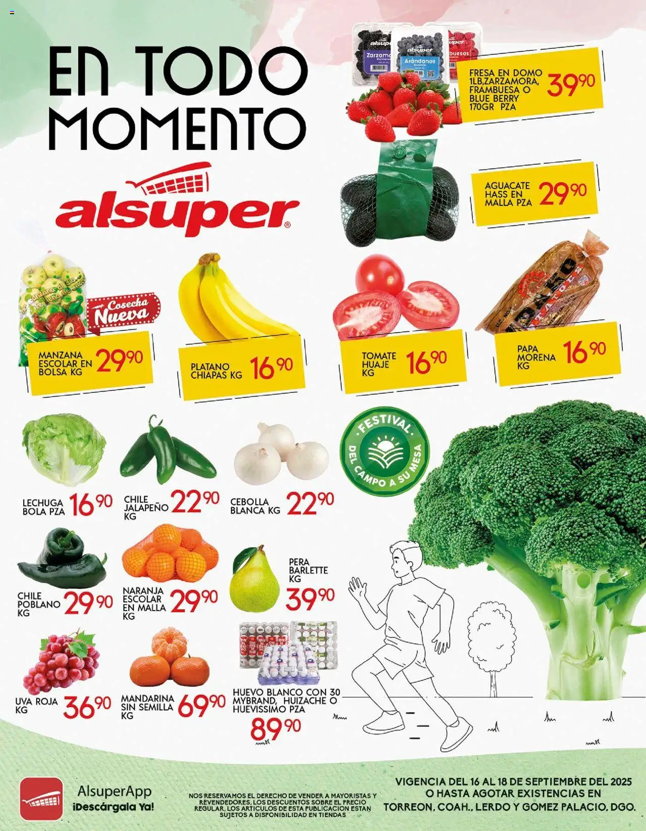 Nuevas ofertas de Alsuper válidas en toda la República Mexicana desde el 16.09.2025. ¡Encuentra las mejores ofertas en Alsuper - Folleto Laguna! | Página: 1 | Productos: Plátano, Tomate, Arándanos, Malla