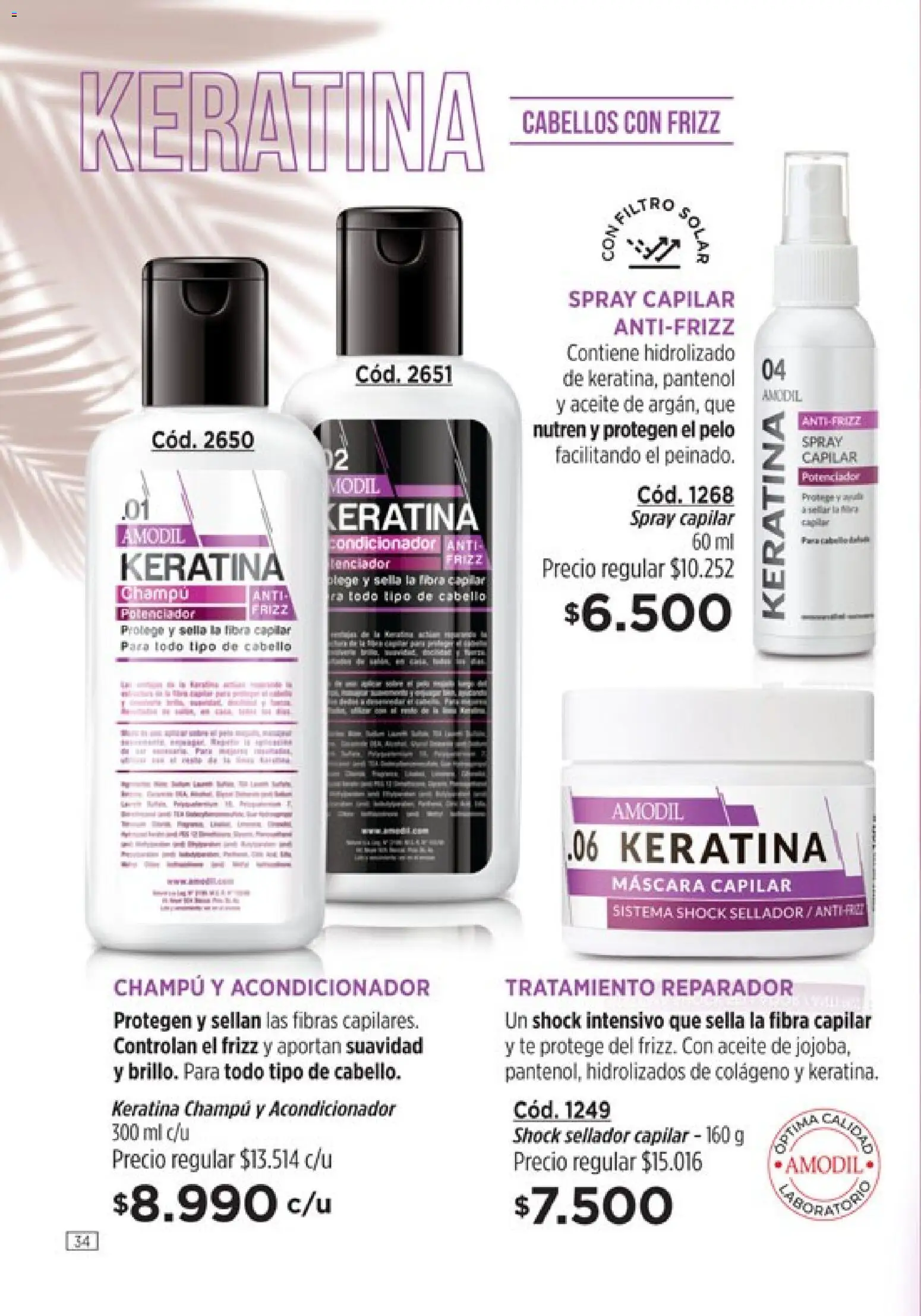 Catálogo Amodil Campaña 1/2026 │ válido desde el 01.01.2026 | Página: 34 | Productos: Aceite, Máscara, Champú, Acondicionador