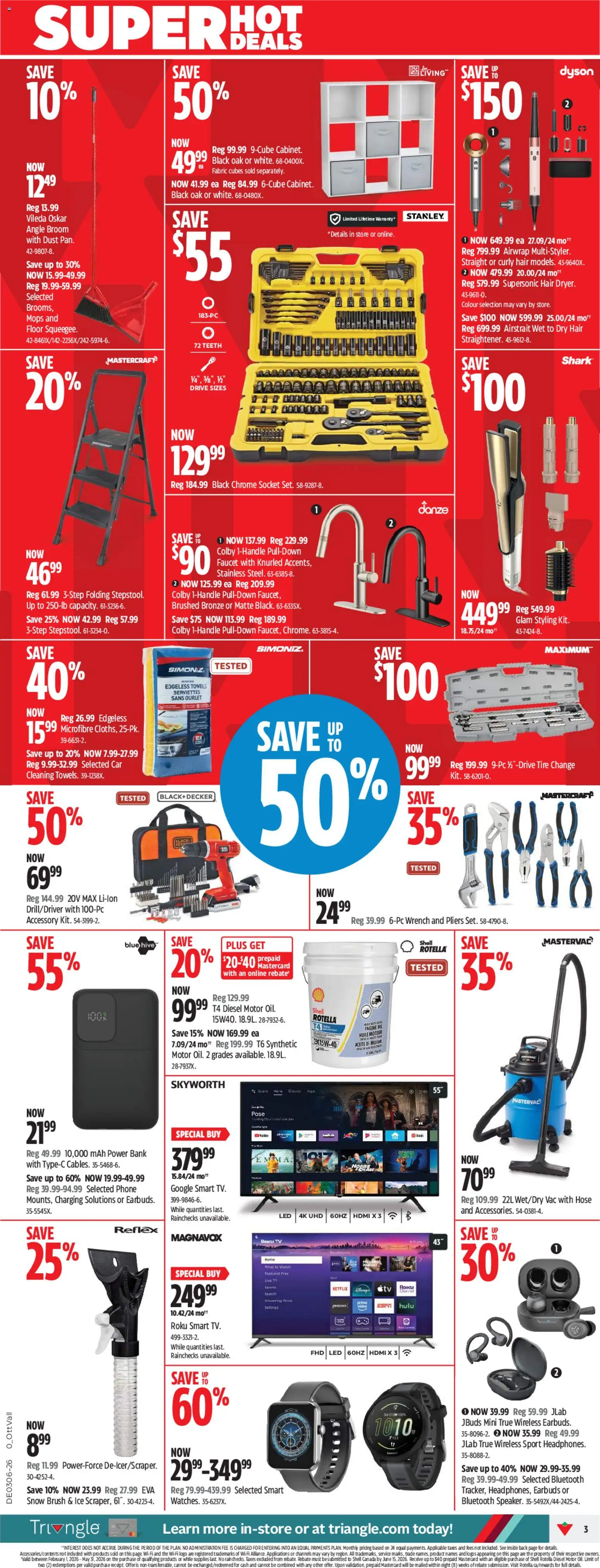 Canadian Tire flyer valid from 05.02.2026 | Page: 3 | Products: Phone, Watch, Tv, Oil