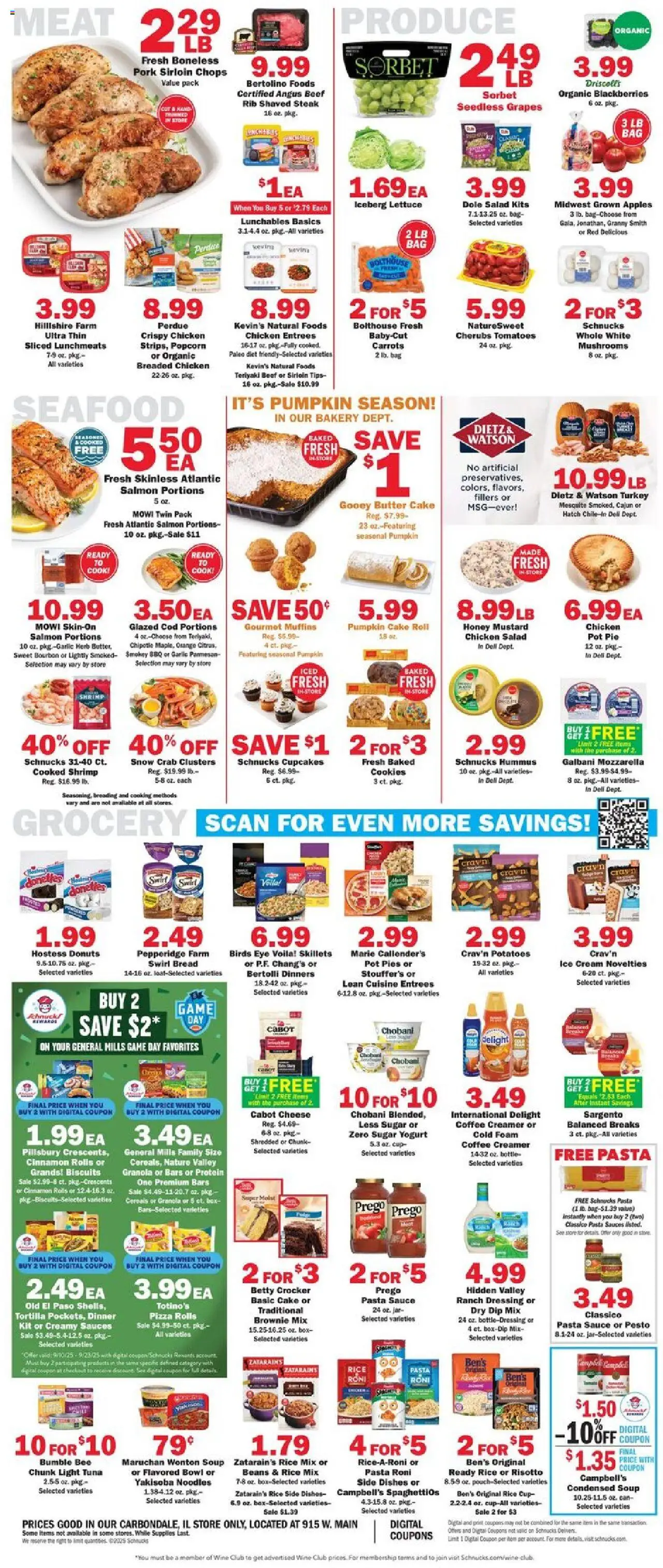 Schnucks Weekly Print Ad - IL - valid from 10.09.2025 | Page: 4 | Products: Bakery, Coffee, Pasta, Pumpkin