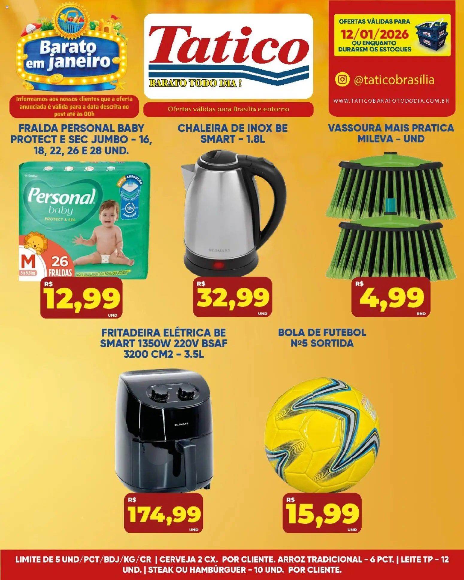 Tatico Folheto - válido de 13.01.2026 | Página: 28 | Produtos: Chaleira, Bola de futebol, Leite, Arroz