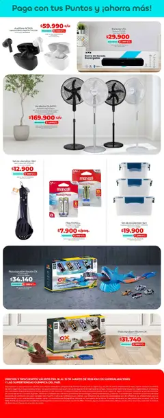 Olímpica - Más puntos, más ahorro -  Vista previa de la revista de la tienda Olímpica valido desde el 16.03.2026 | Página: 4 | Productos: Pilas, Pasta, Ventilador, Parlante