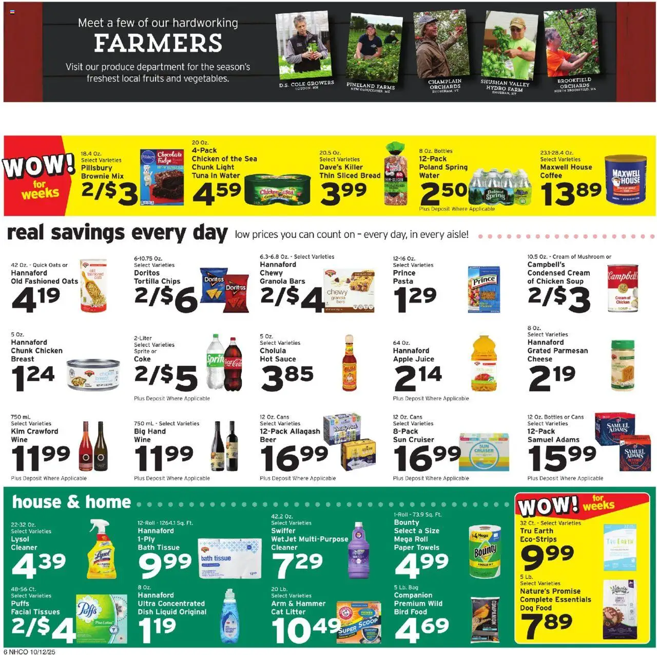 Hannaford Weekly Ad - valid from 12.10.2025 | Page: 6 | Products: Cat Litter, Beer, Pasta, Bag
