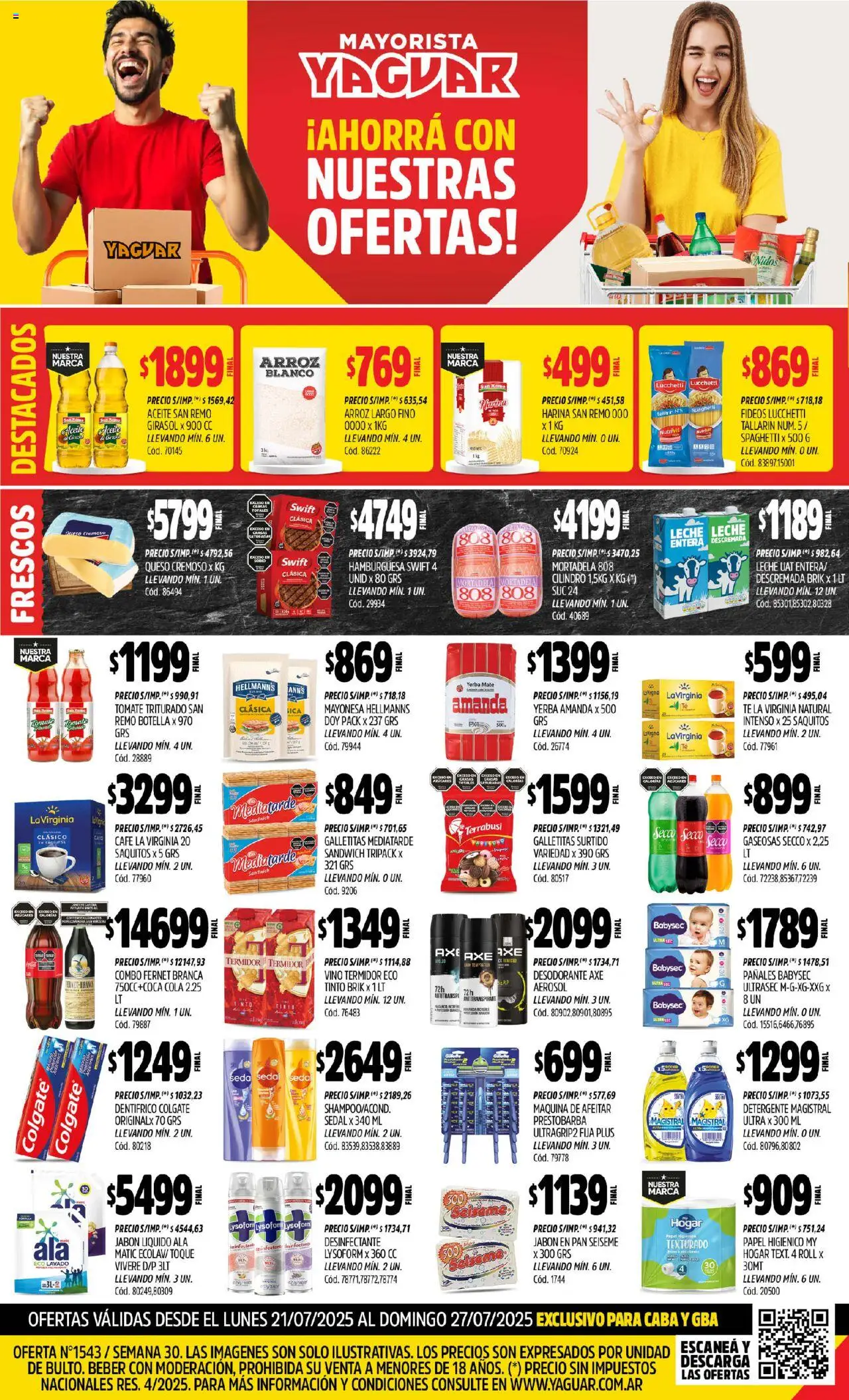 Yaguar - Tigre │ válido desde el 21.07.2025 | Página: 1 | Productos: Desinfectante, Mortadela, Queso, Vino