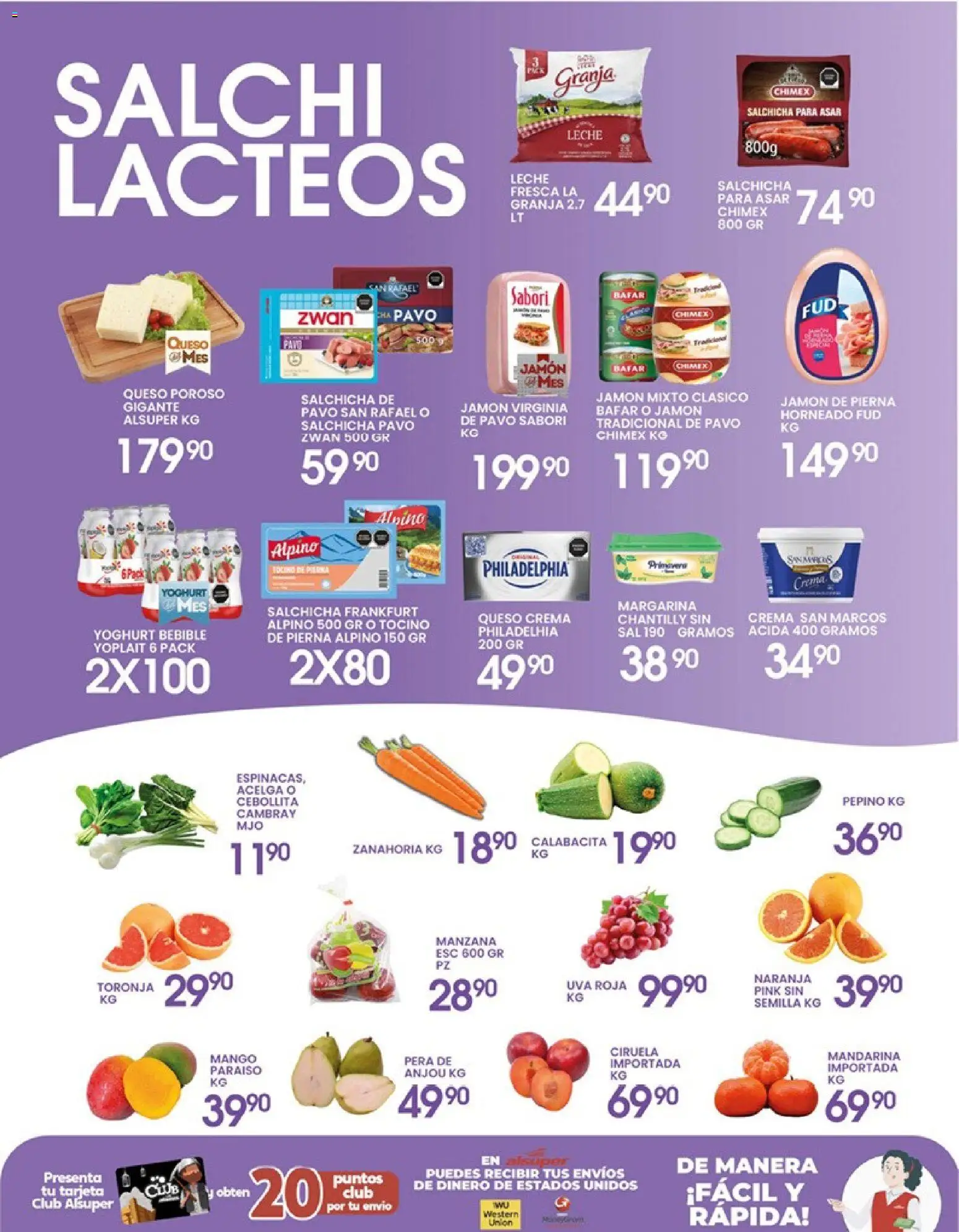 Nuevas ofertas de Alsuper válidas en toda la República Mexicana desde el 24.04.2026. ¡Encuentra las mejores ofertas en Alsuper folleto Calera! | Página: 3 | Productos: Acelga, Tocino, Queso crema, Queso