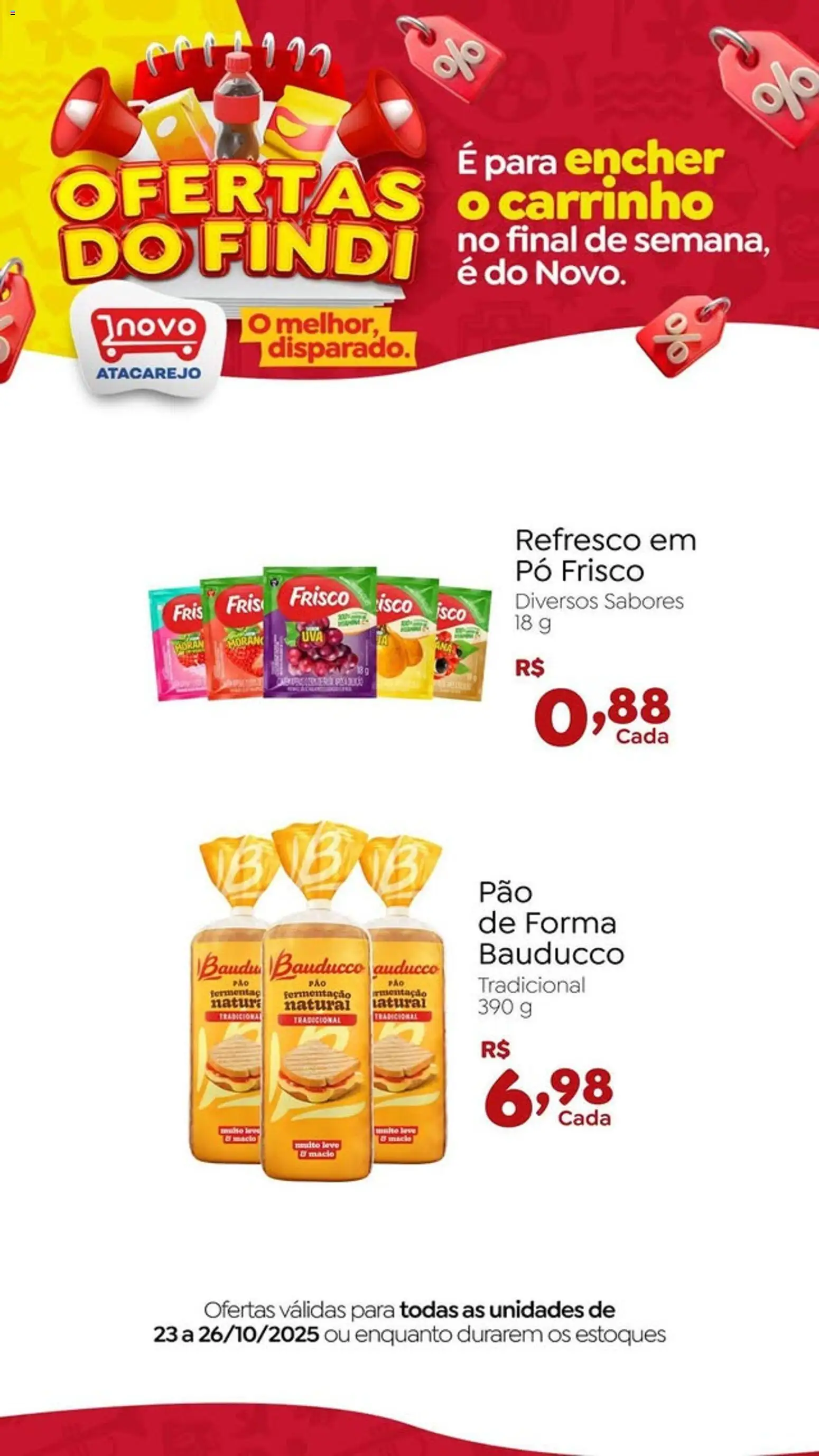 Novo Atacarejo Folheto - válido de 23.10.2025 | Página: 2 | Produtos: Frisco, Pó, Refresco, Carrinho