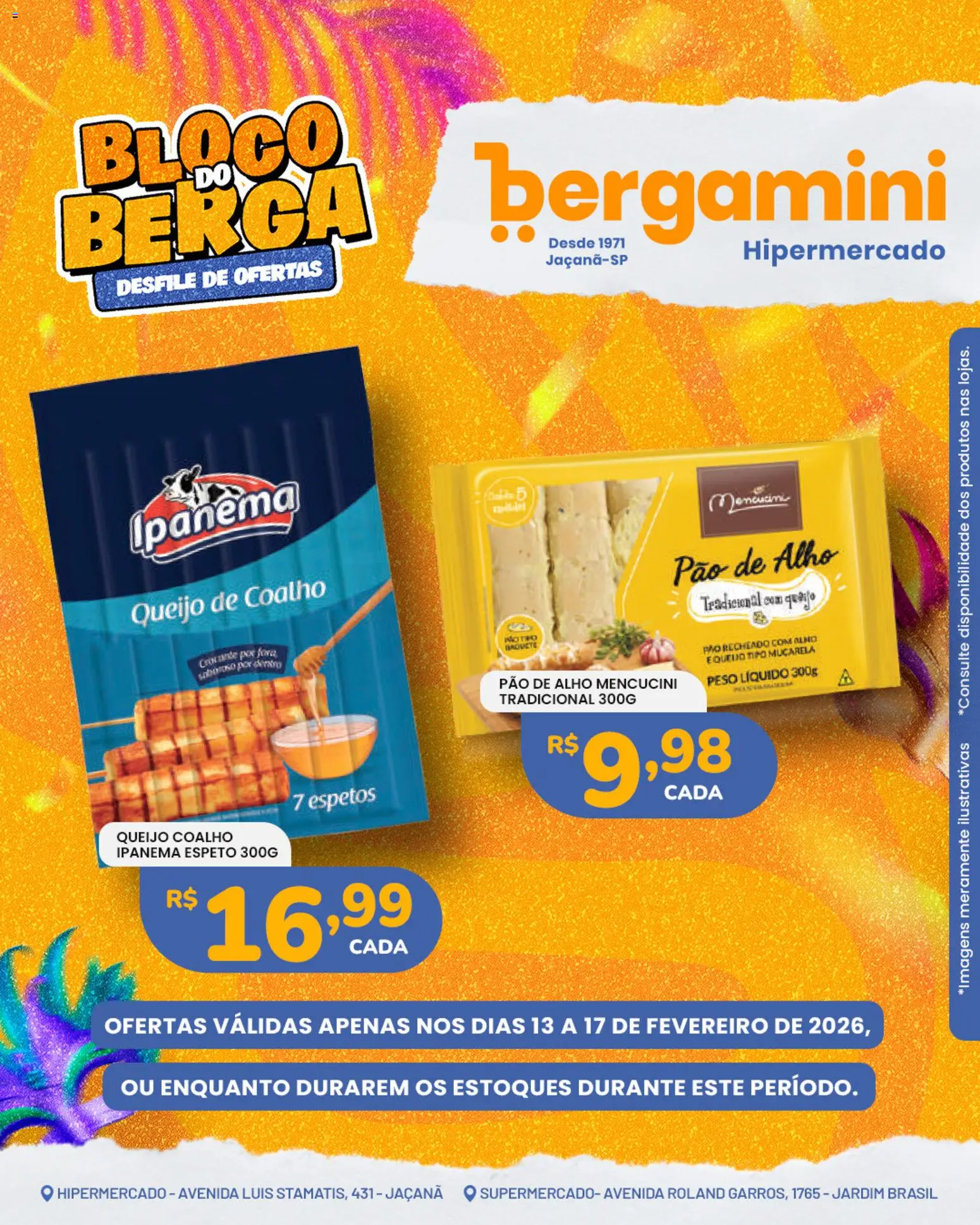 Supermercado Bergamini Folheto - válido de 13.02.2026 | Página: 18 | Produtos: Pao de alho, Queijo, Pão, Muçarela