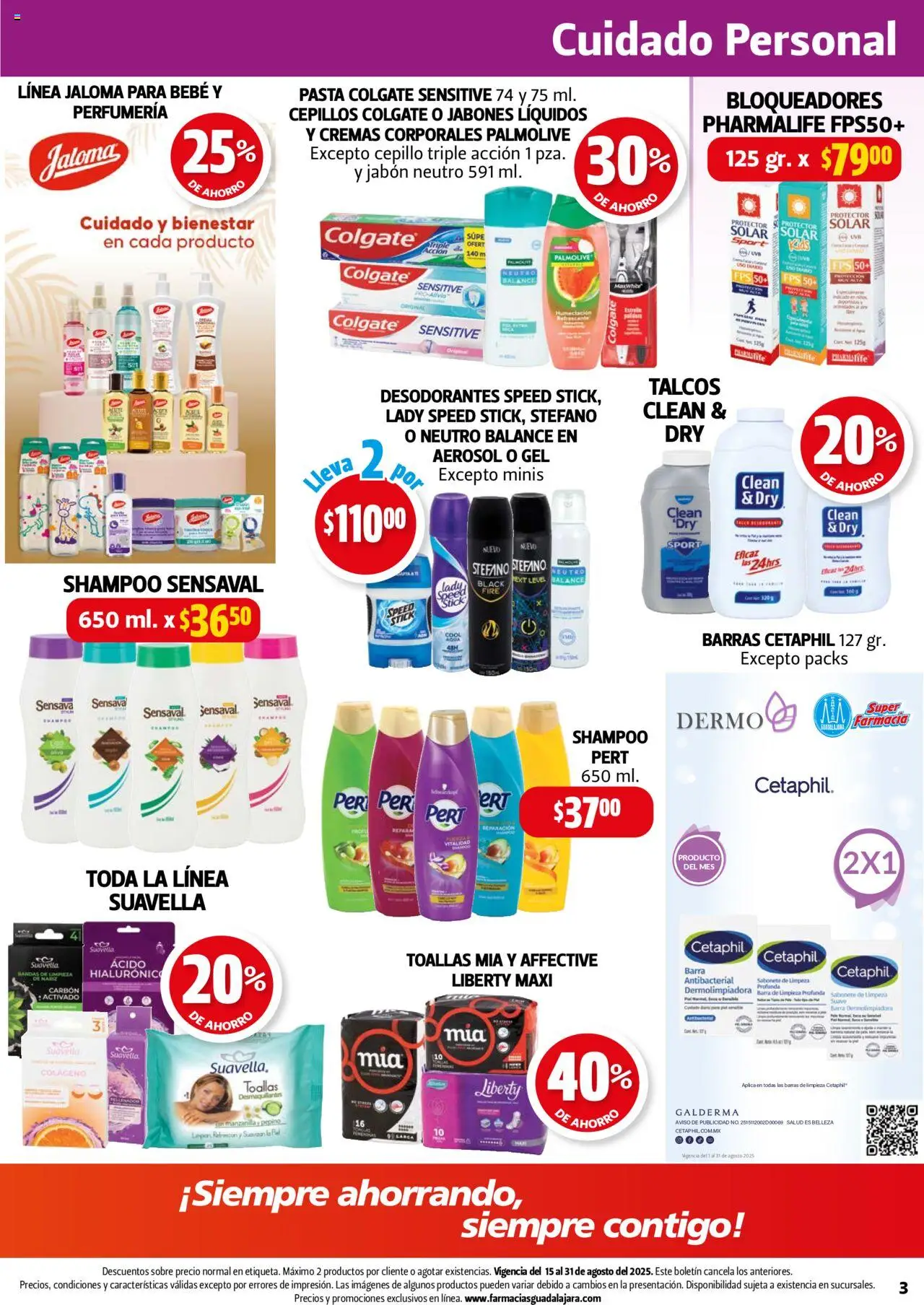 Nuevas ofertas de Farmacia Guadalajara válidas en toda la República Mexicana desde el 15.08.2025. ¡Encuentra las mejores ofertas en Farmacia Guadalajara - Catálogo! | Página: 3 | Productos: Barra, Toallas, Sobre, Jabón