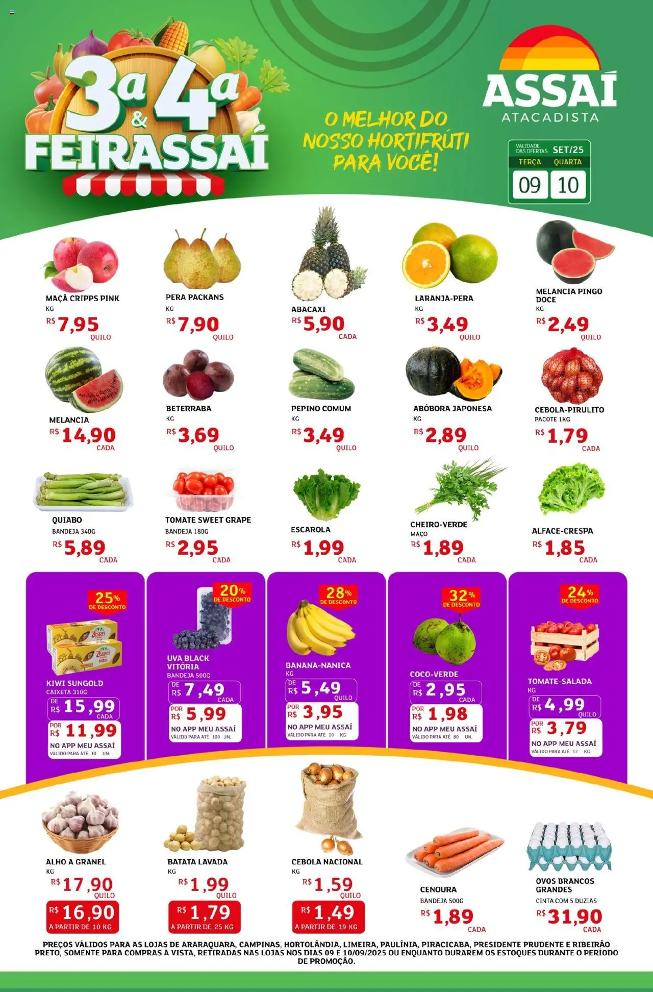 Assaí Atacadista Folheto - válido de 09.09.2025 | Página: 1 | Produtos: Alho, Beterraba, Kiwi, Bandeja
