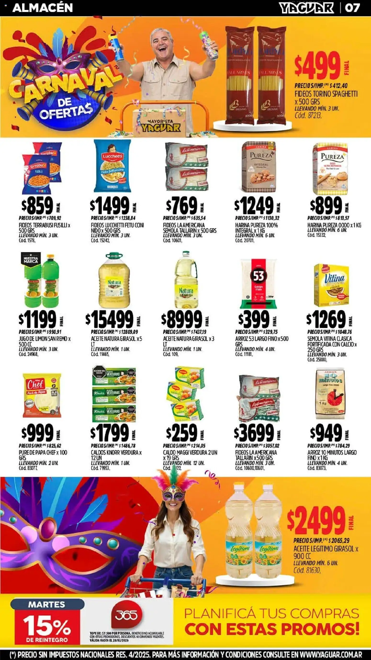 Yaguar - Oferta Semanal Salta │ válido desde el 09.02.2026 | Página: 7 | Productos: Papa, Limón, Jugo, Fideos