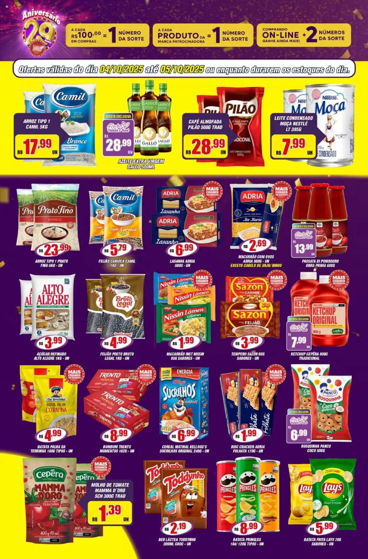 Violeta Supermercados Folheto - válido de 04.10.2025 | Página: 6 | Produtos: Macarrão, Massa, Creme, Batata