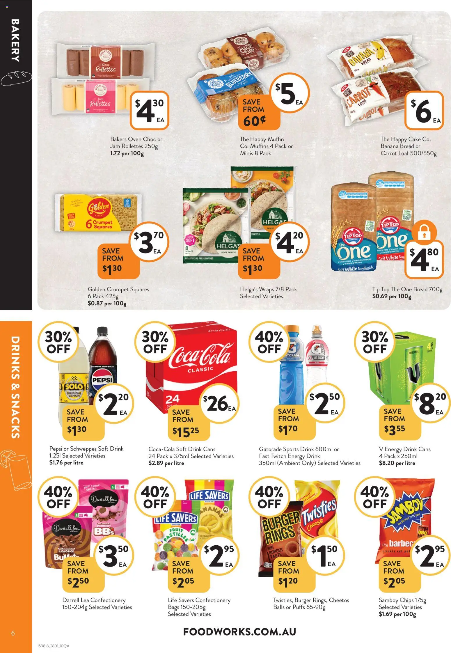 Foodworks catalogue - valid from 28.01.2026 | Page: 6 | Products: Cheese, Energy drink, Bread, Muffins