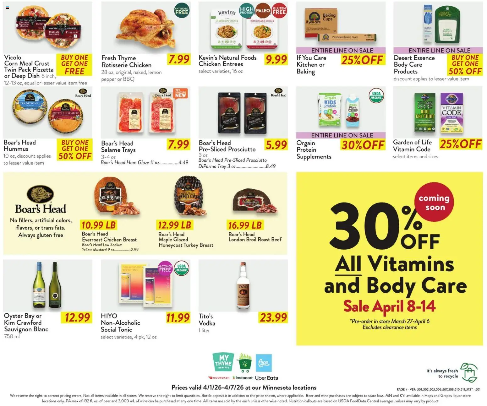 Fresh Thyme Weekly Ad - MN - valid from 01.04.2026 | Page: 9 | Products: Vitamin, Ham, Sausage, Grapes