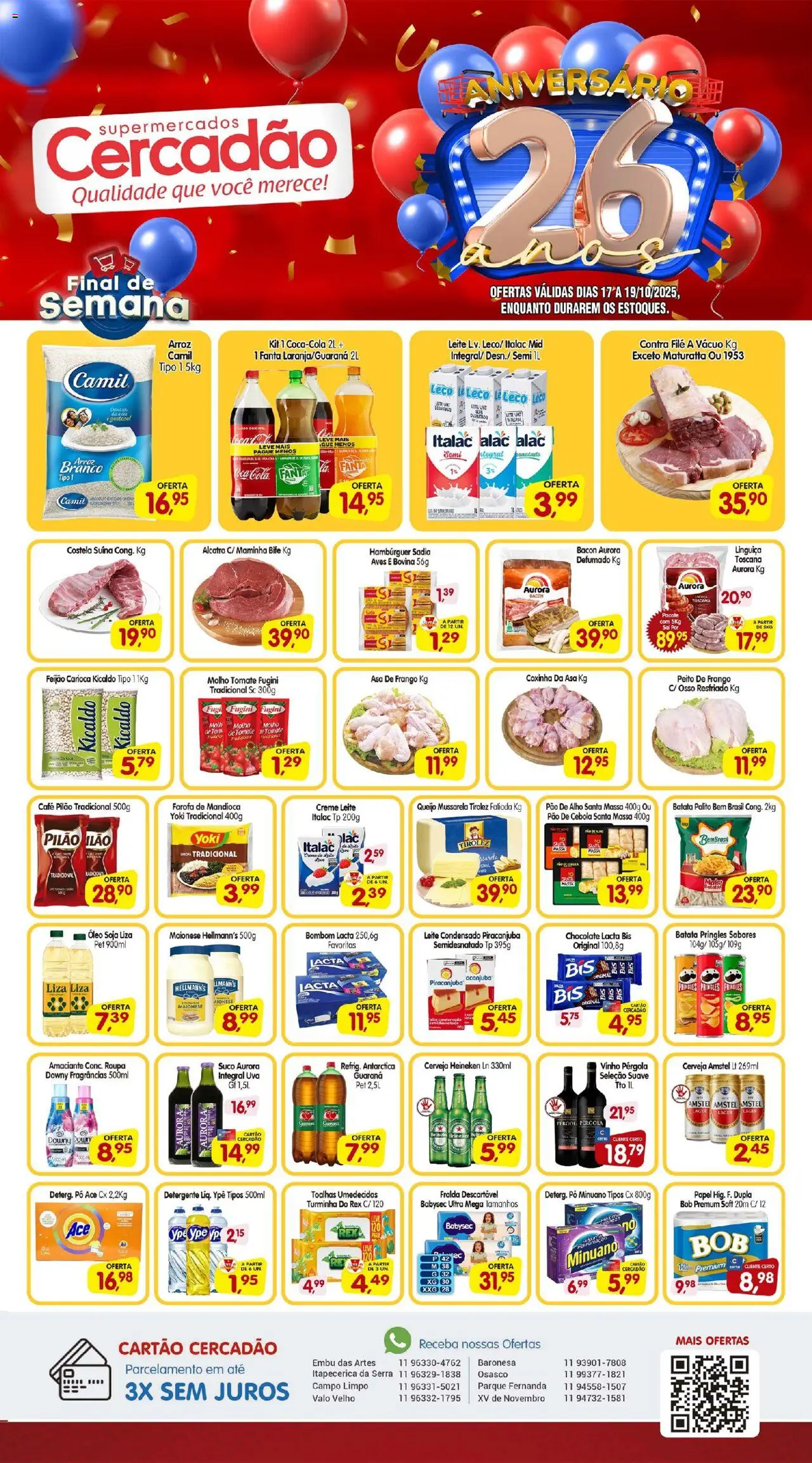 Cercadão Folheto - válido de 17.10.2025 | Página: 1 | Produtos: Linguiça, Óleo, Pão, Chocolate