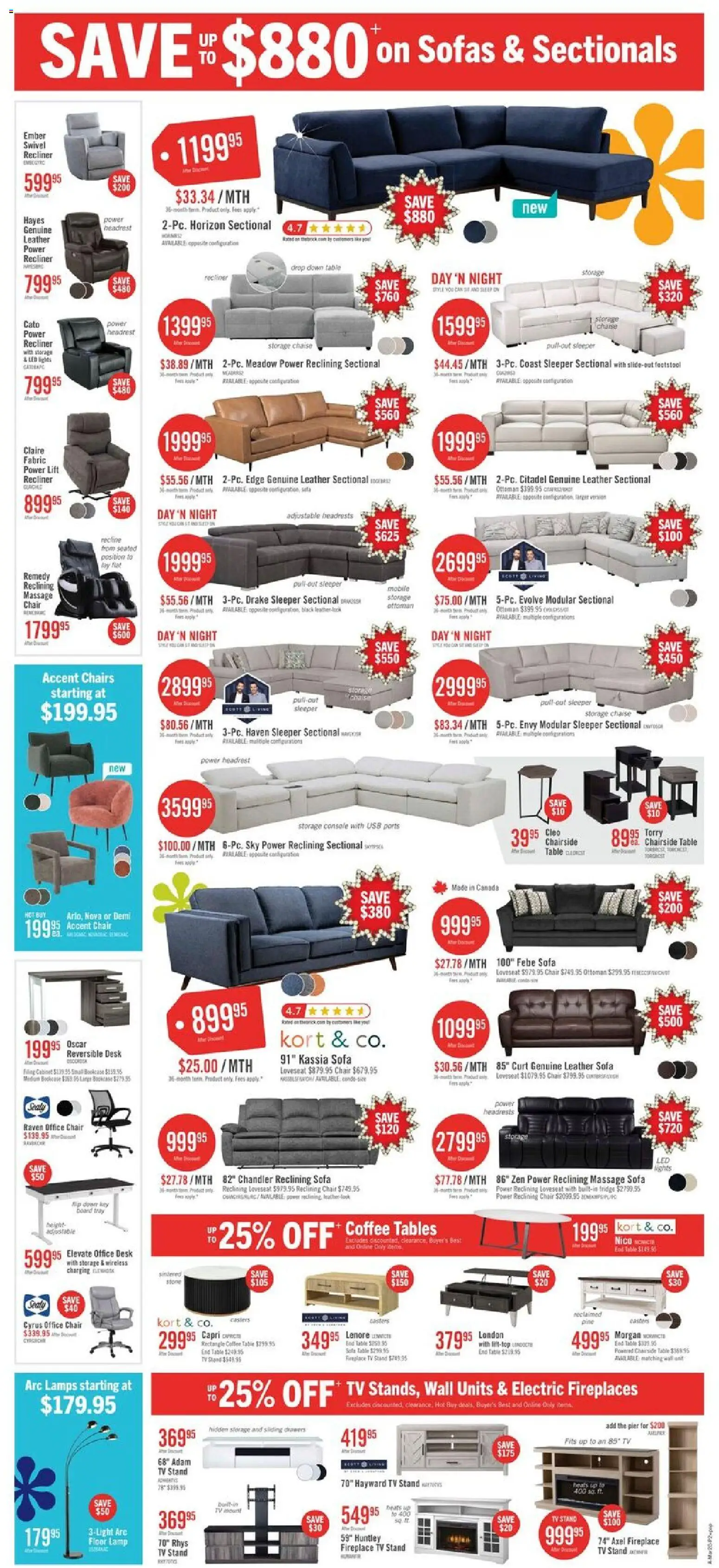 The Brick weekly flyer / circulaire flyer valid from 19.03.2026 | Page: 3 | Products: Tv, Table, Chair, Coffee